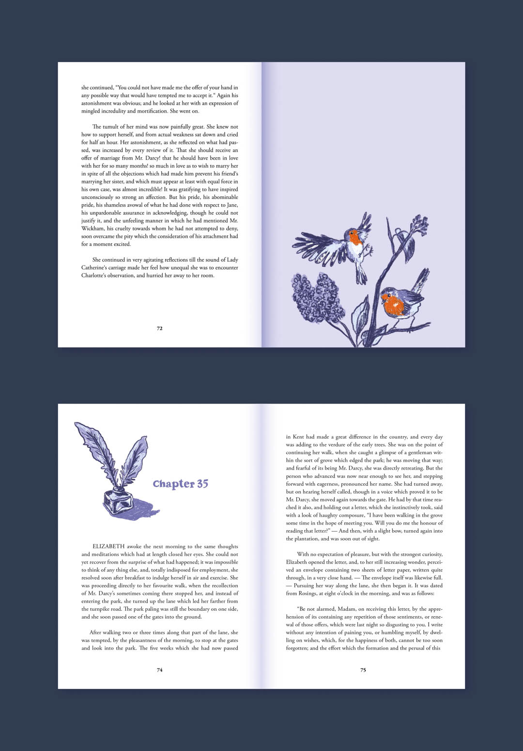 mockup of illustrations used in novel Pride and Prejudice