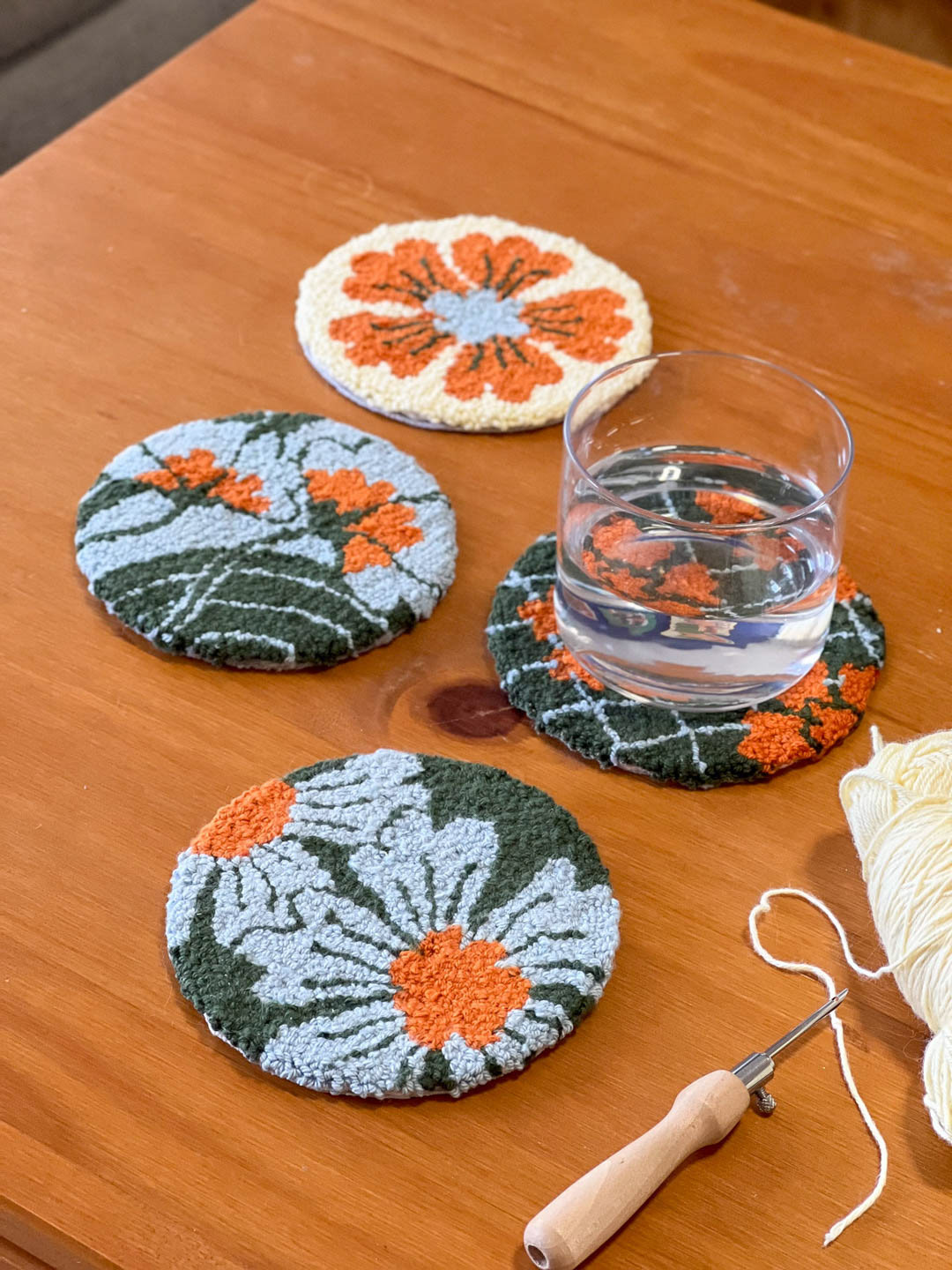 the finished set of coasters