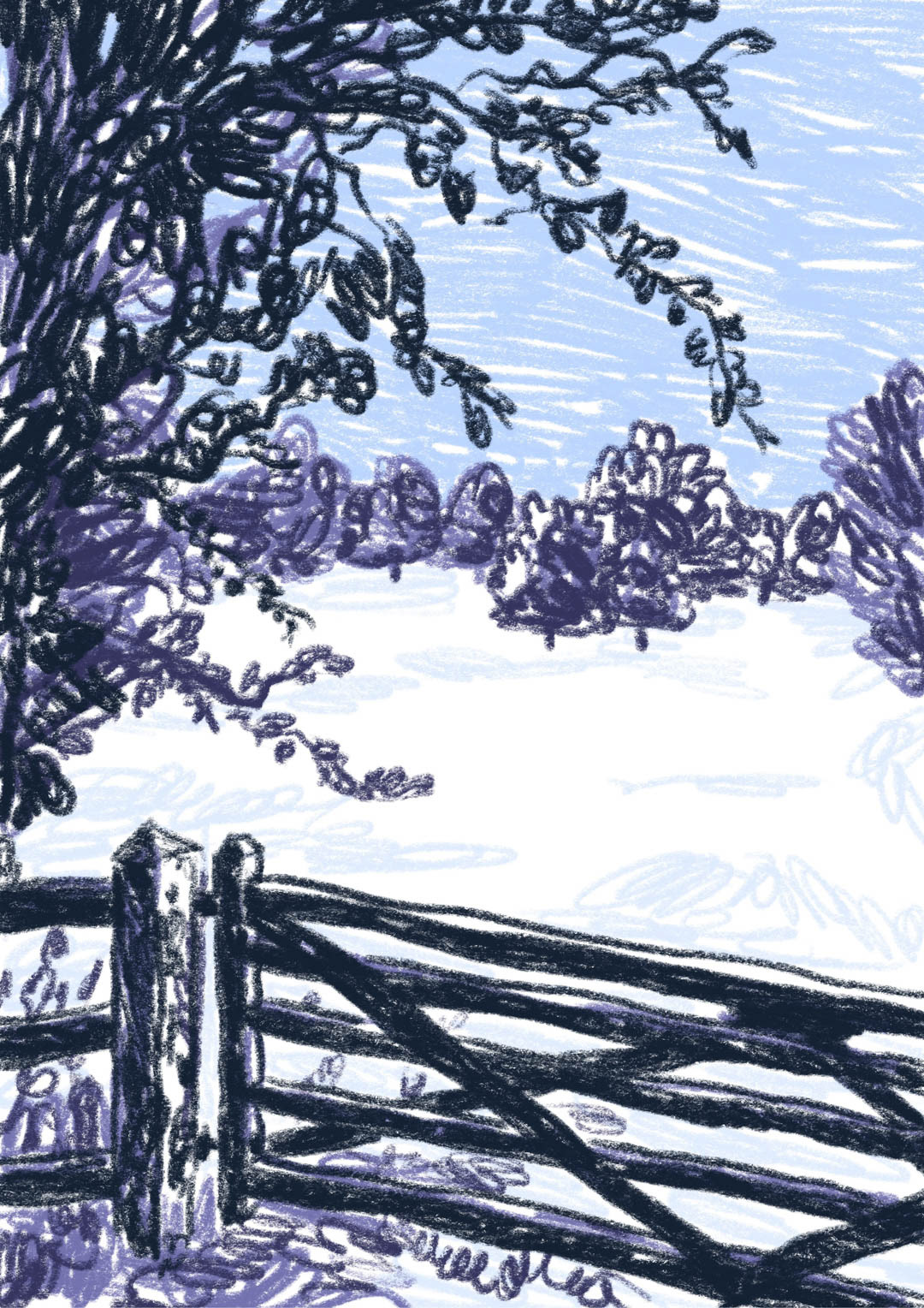 landscape illustration of meadow