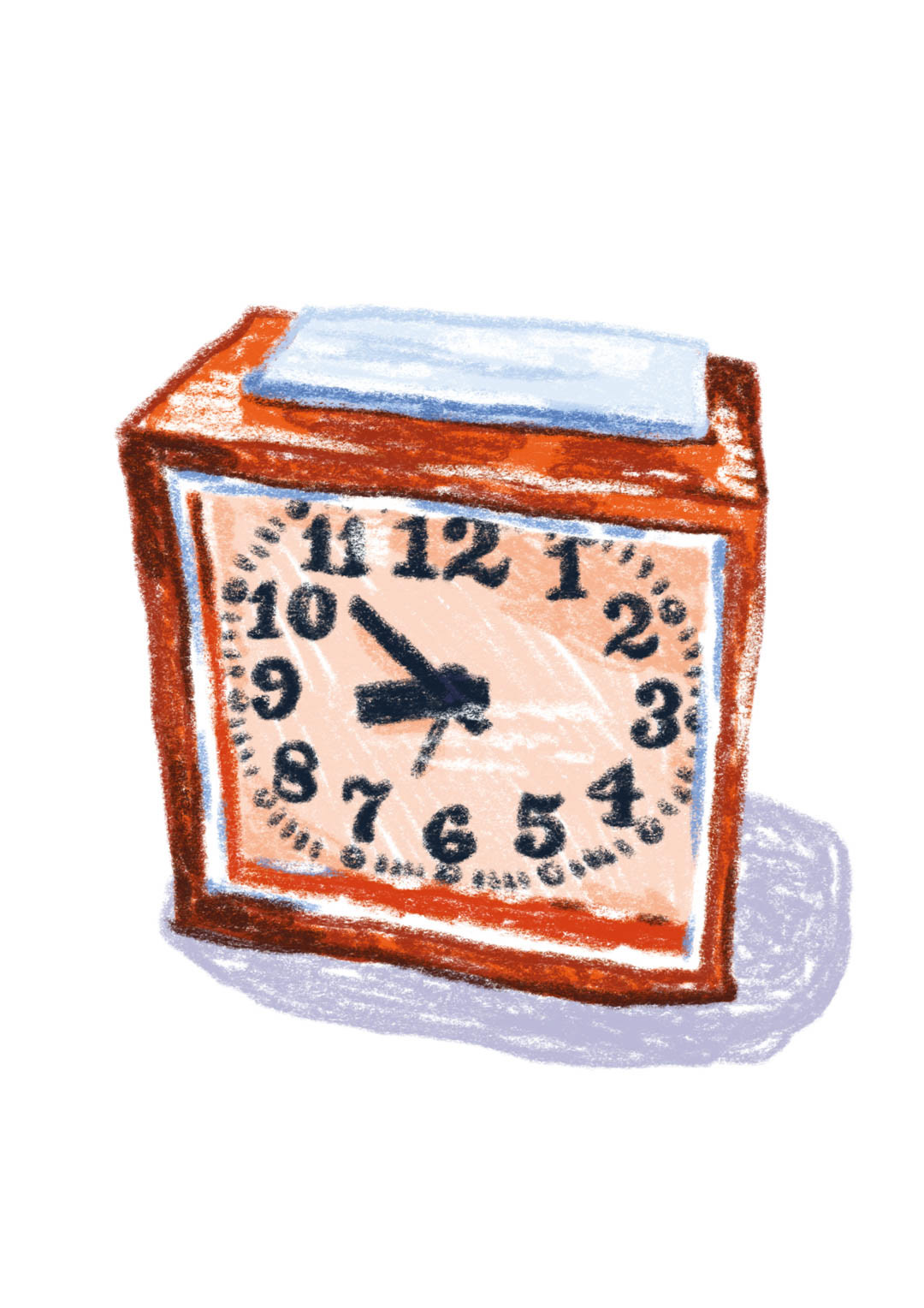digital illustration of small vintage alarm clock by Bianca Gschlecht
