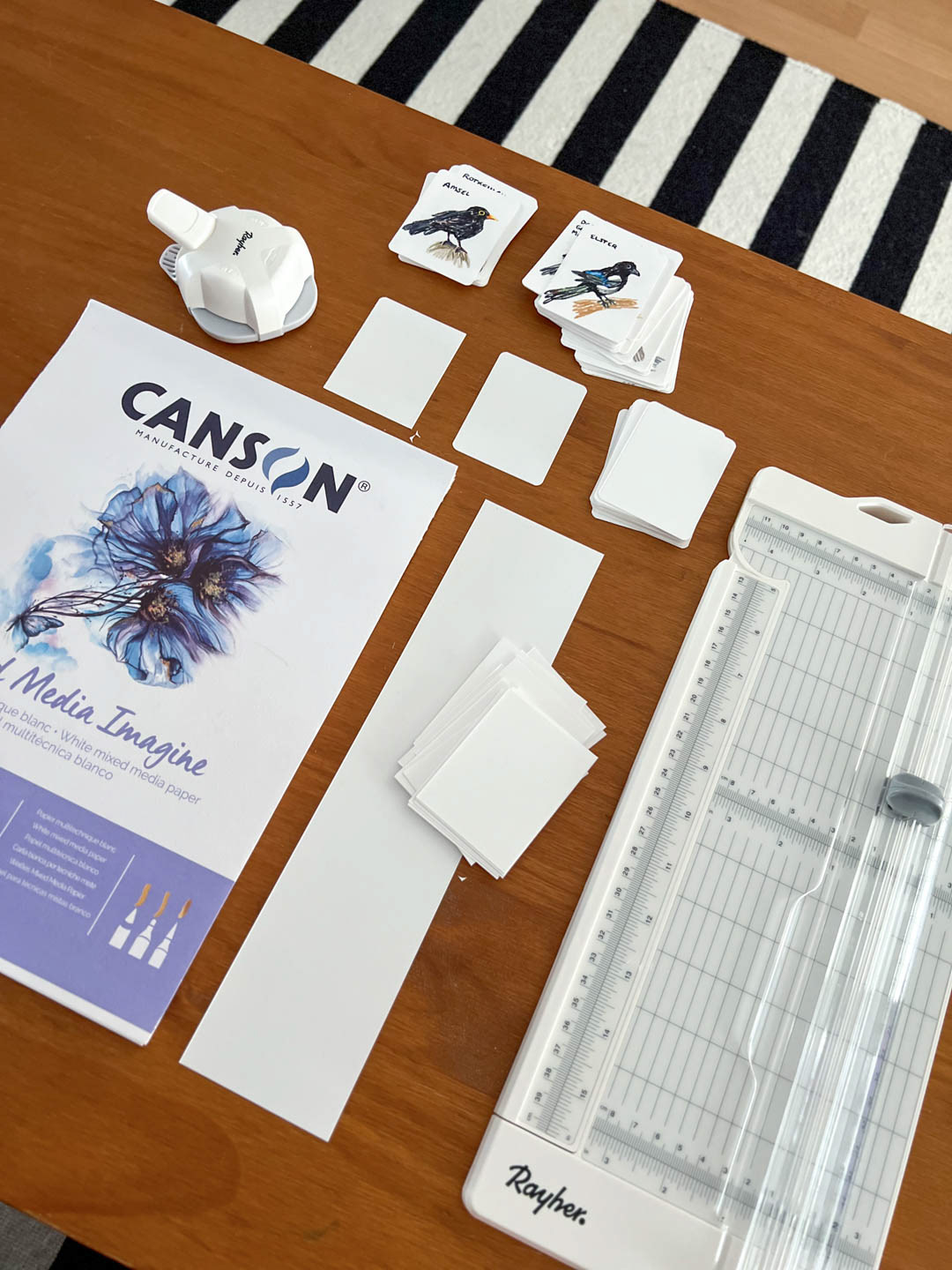 materials I used to make the paper cards