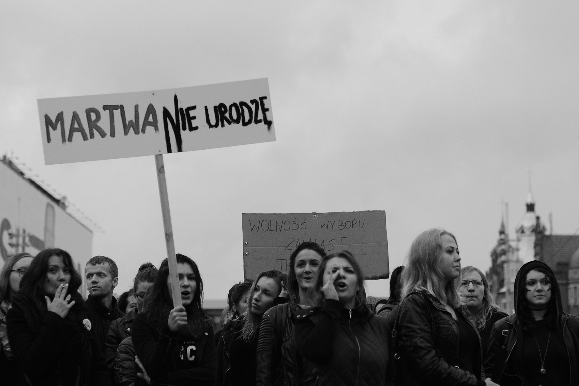 3rd October 2016, Katowice, Poland. Black Monday: Polish women strike against abortion ban. They marched through the streets wearing black as a sign of mourning for their reproductive rights.