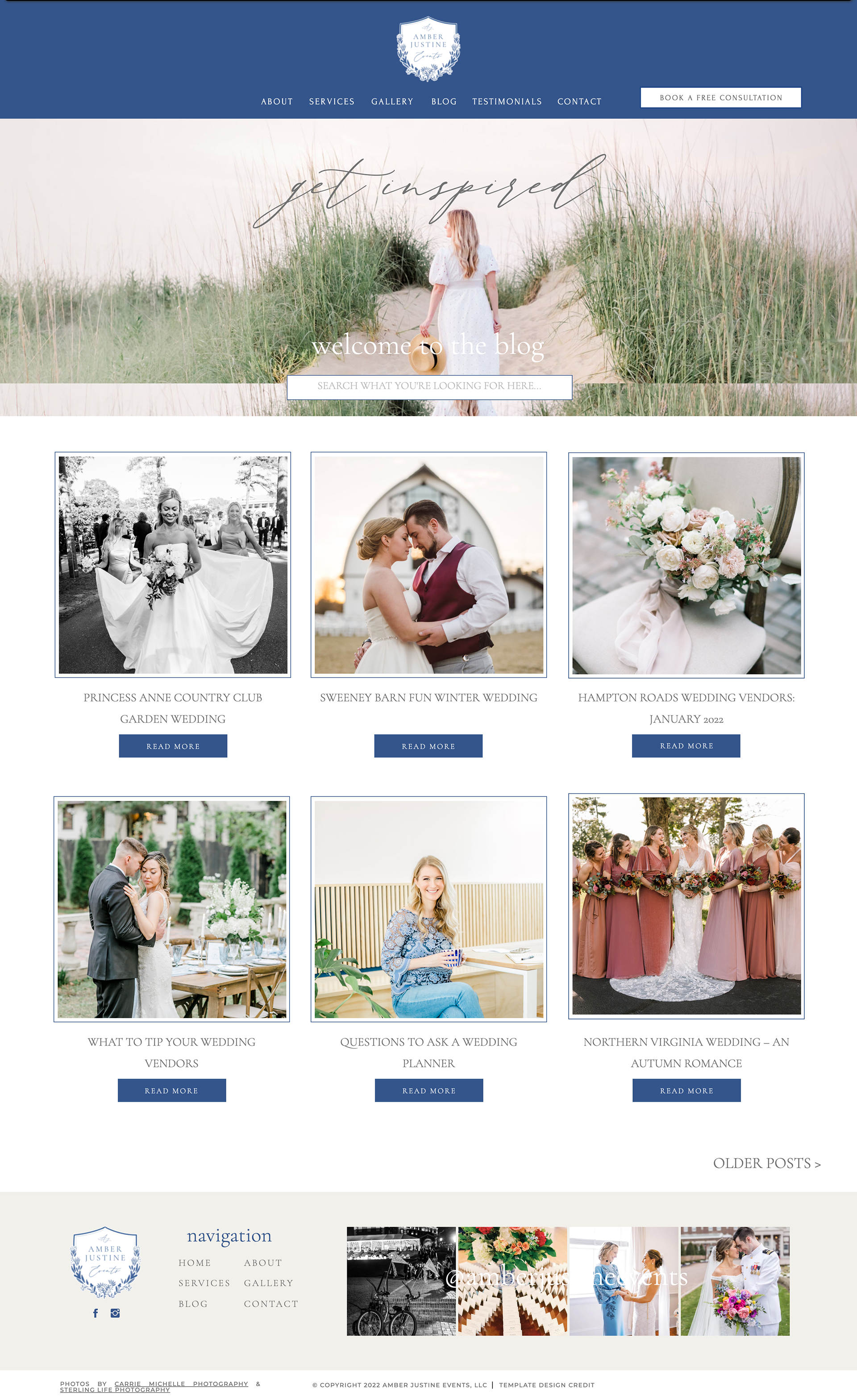 Blog home page before