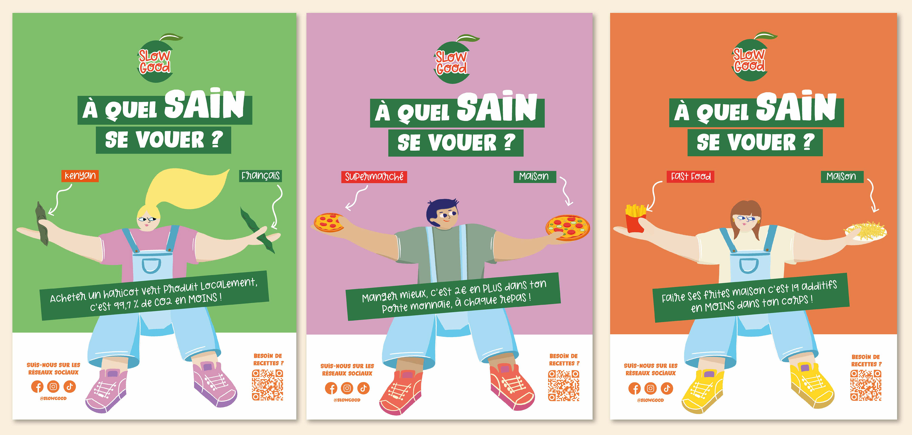 Affiches réalisées dans une démarche de direction artistique inspirée par les réalisations de la graphiste lavilletlesnuages. Projet fictif de fin de première année.