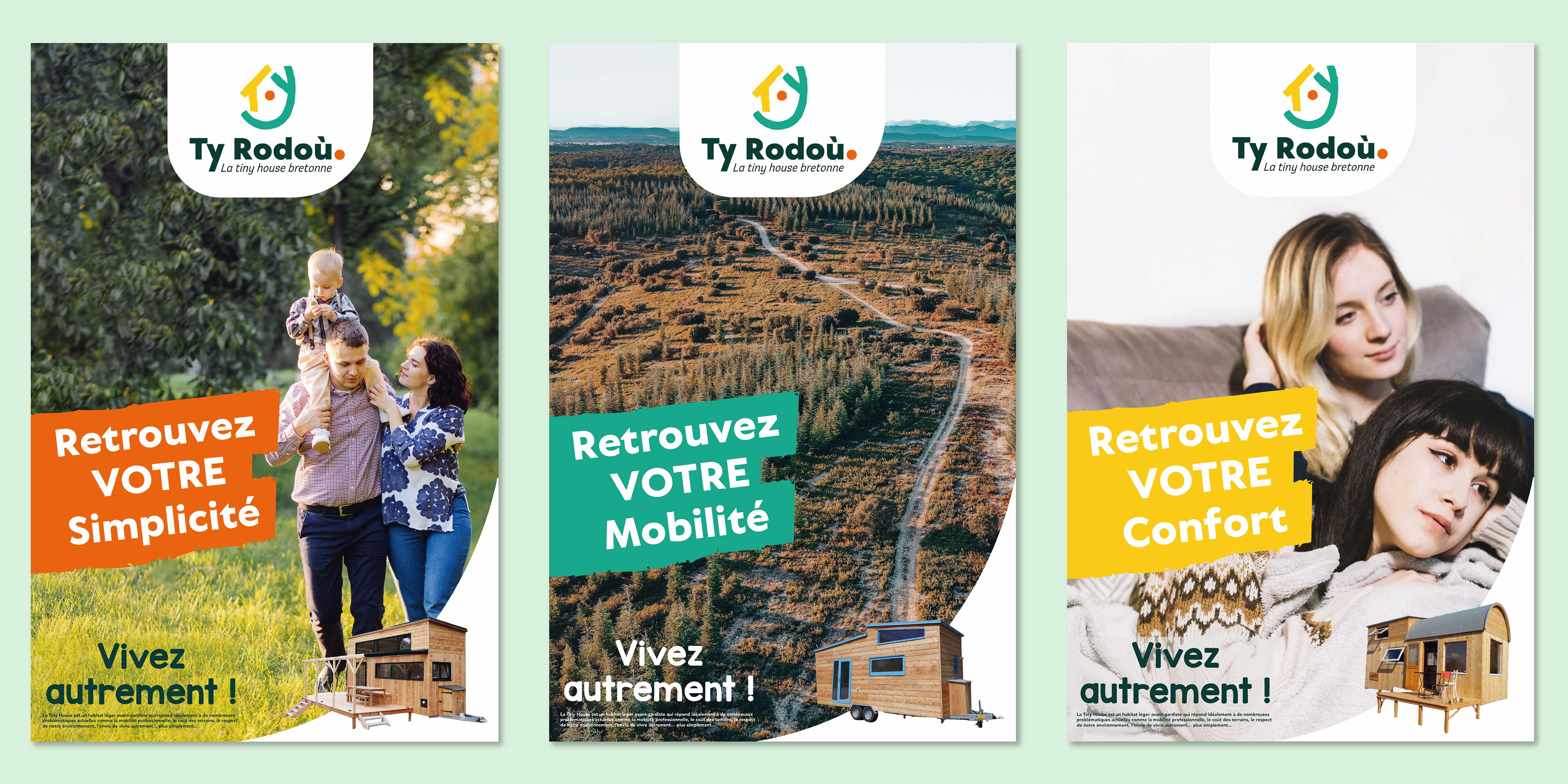 Affiches pour les Tiny Houses bretonnes de Ty Rodoù.