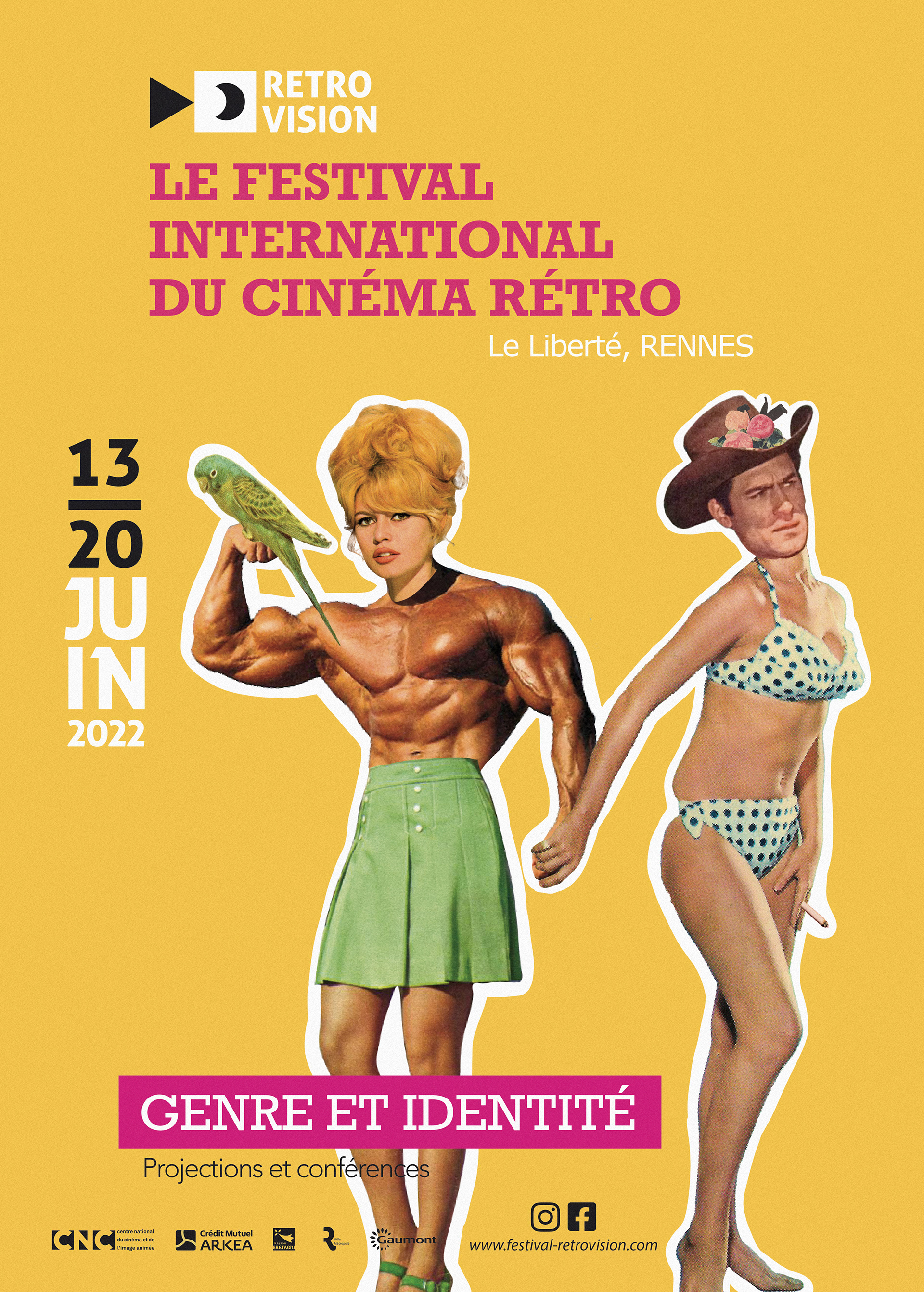 Affiche pour le festival Rétro de cinéma. Projet scolaire fictif.