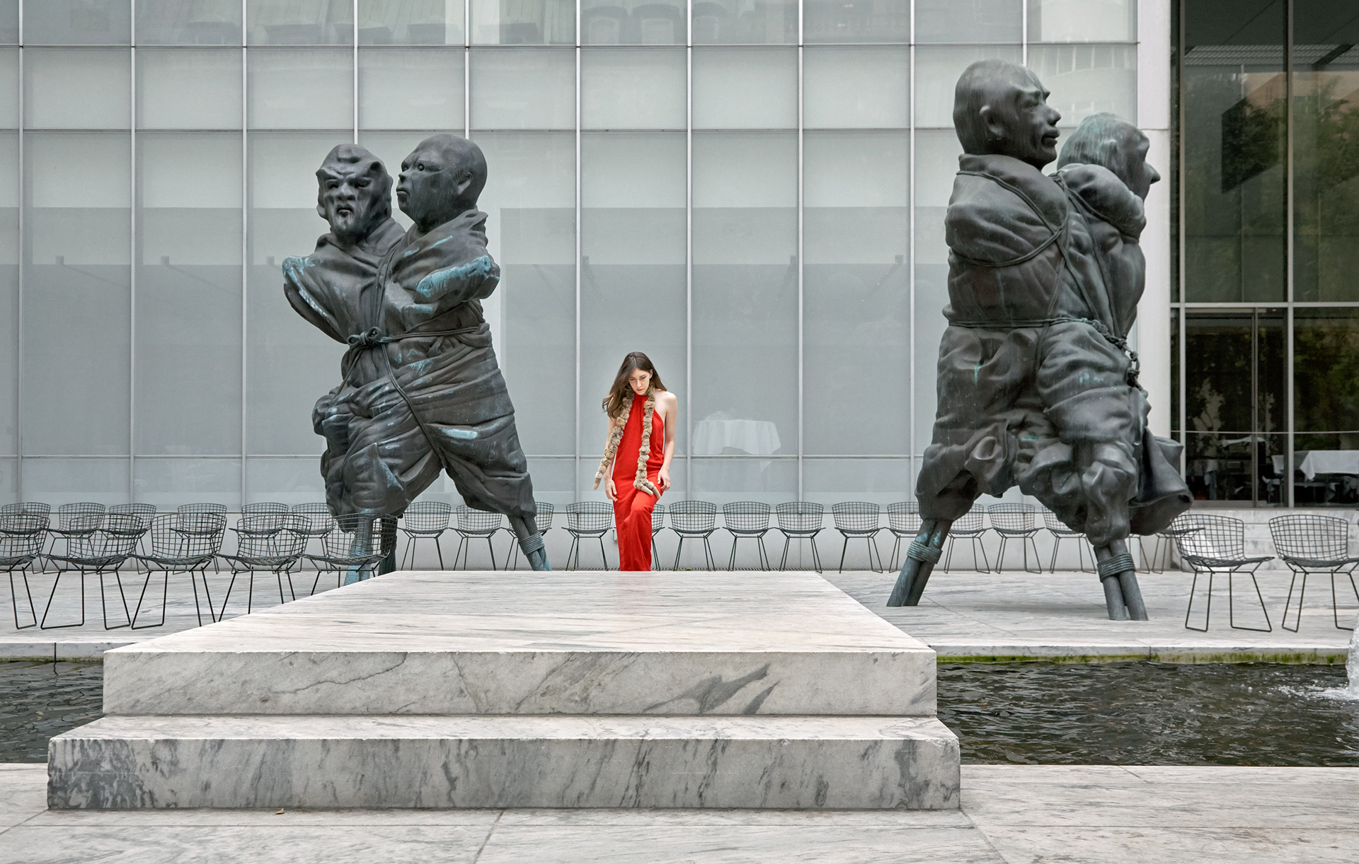 ARTIST ERIN ELISE HOLLAND BY RAFTER SCULPTURE GARDEN MOMA.