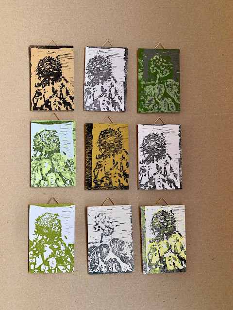 Linocut print on different kind of paper