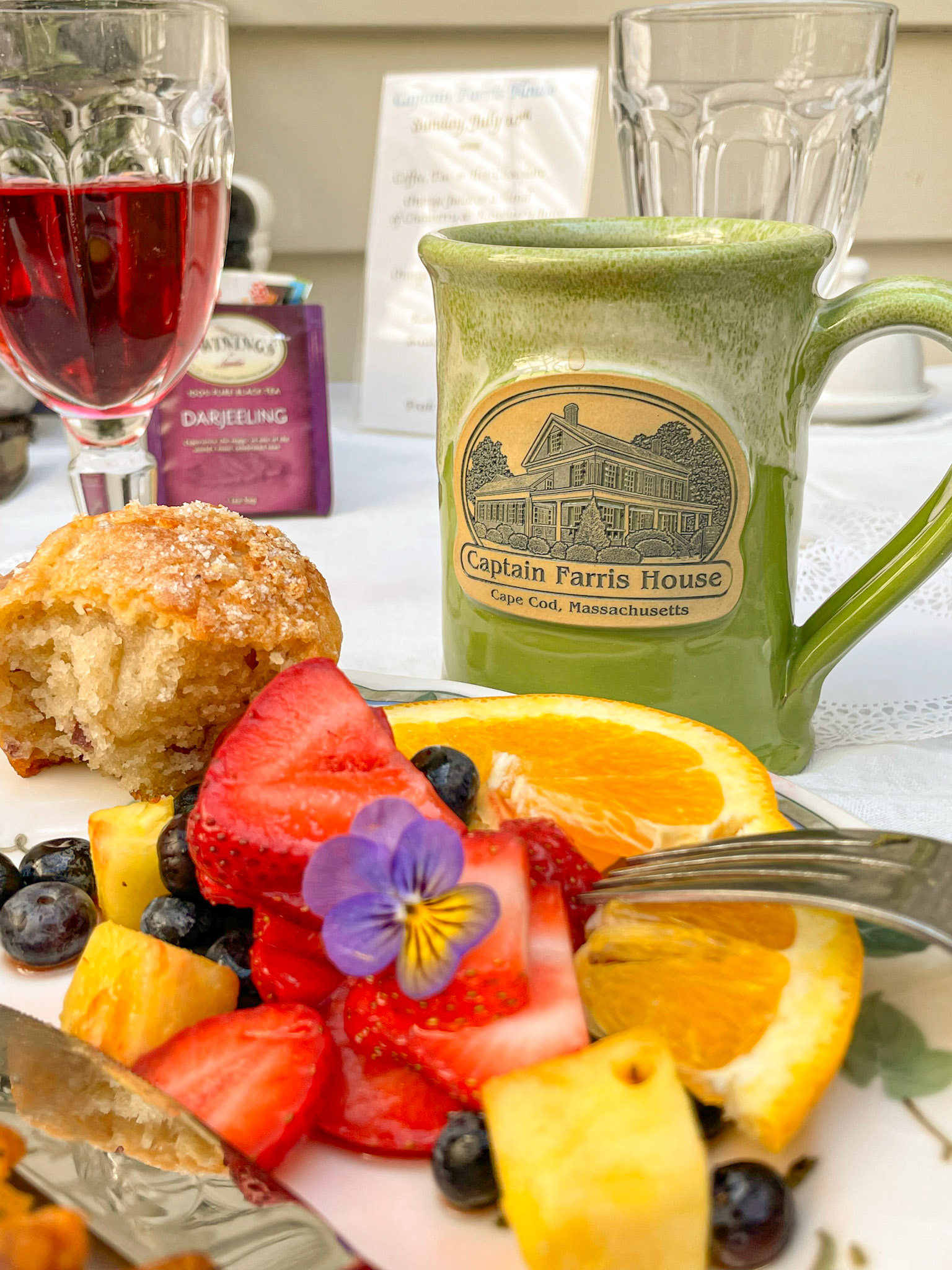 portfolio of food photographer Culinart Photography by Carmen DMV MD breakfast fruit plate at Captain Farris House Yarmouth