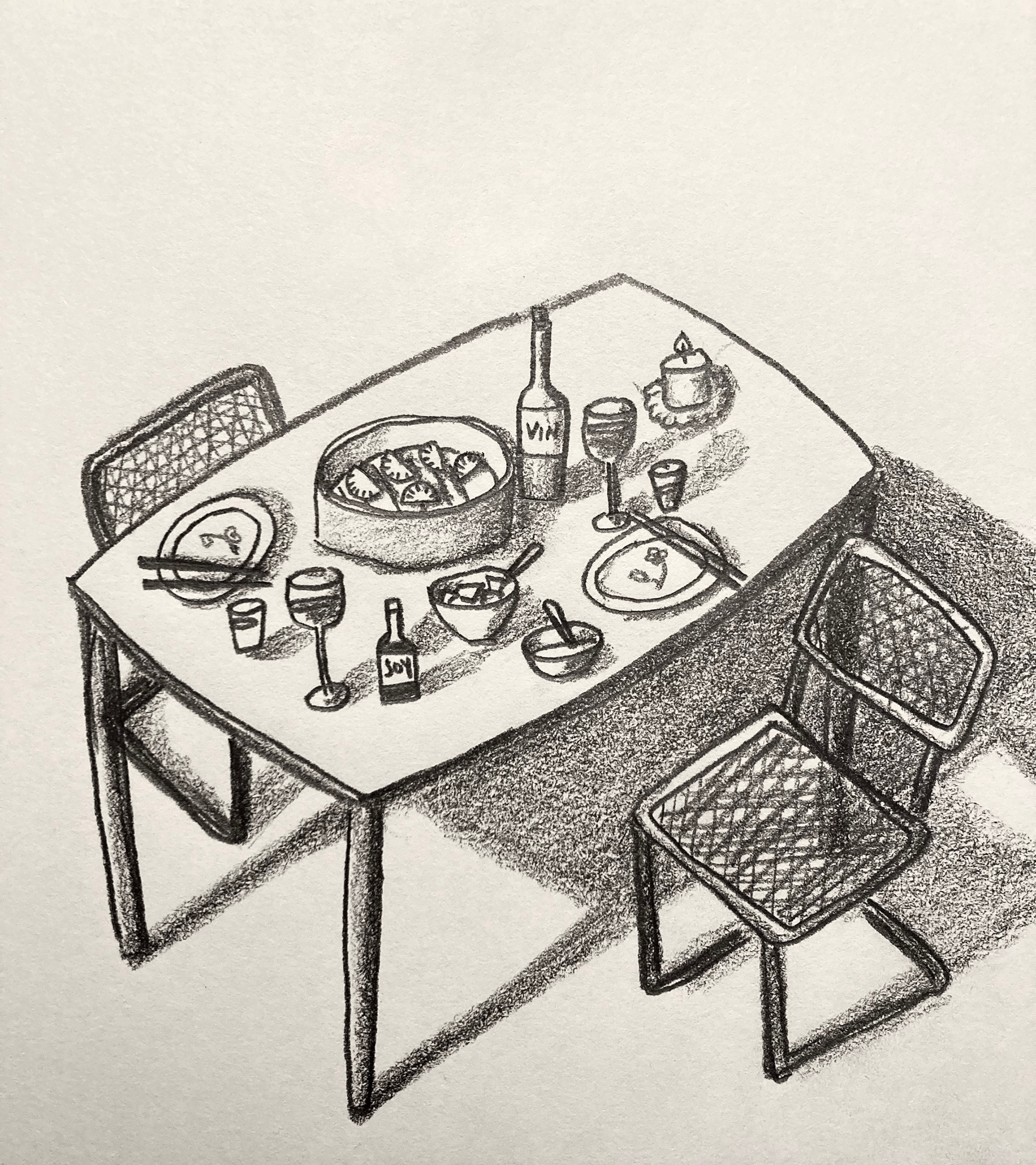 GYOZA NIGHT, GRAPHITE PENCIL, 2023