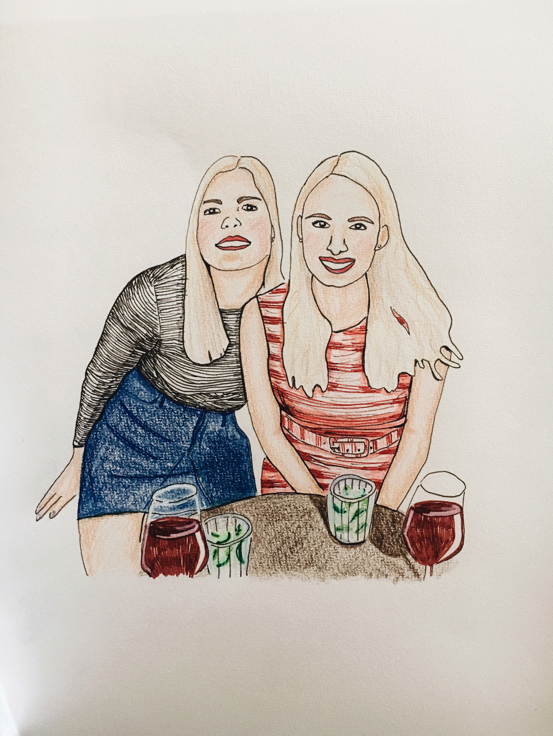 GIRLFRIEND, COLOURED PENCILS, PEN, 2017