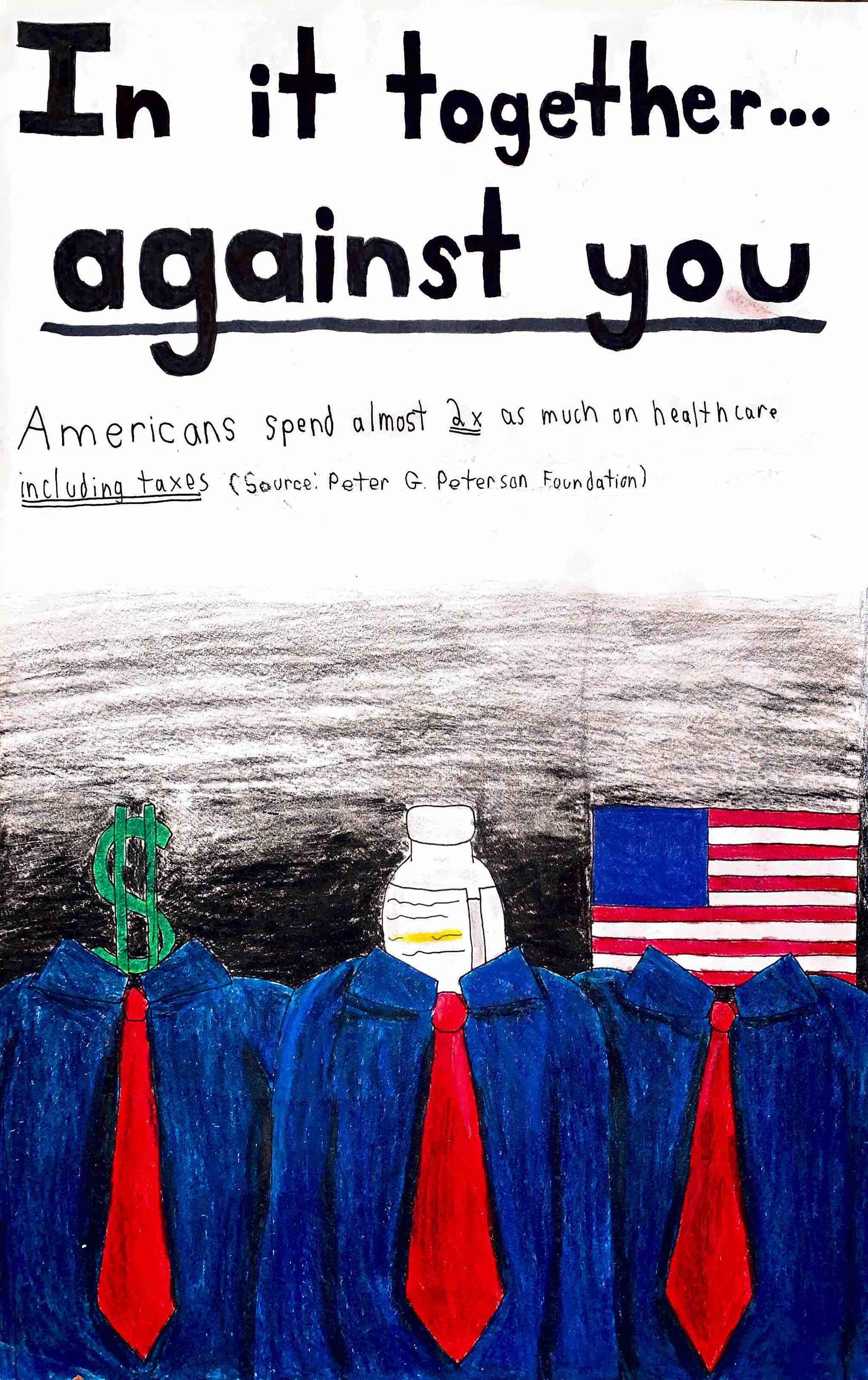 "American Healthcare PSA" (Ink Pen, Colored Pencil)