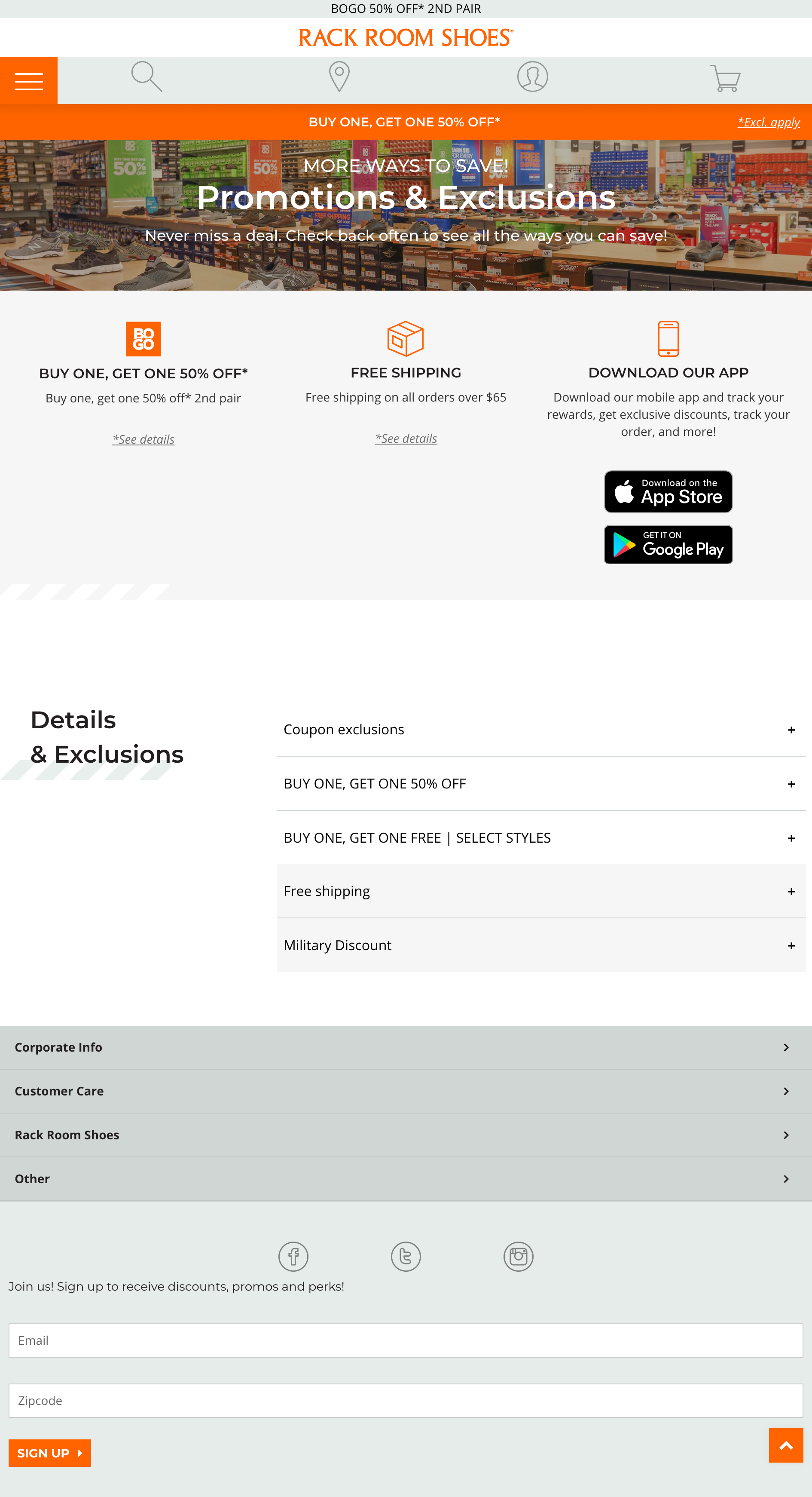 coupon page as default TOS in full