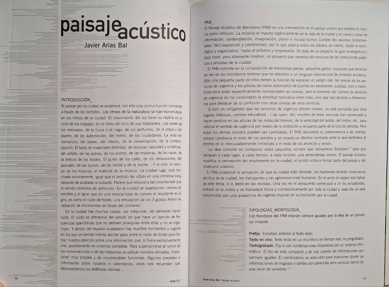 Javier Arias Bal. Paisaje Acústico