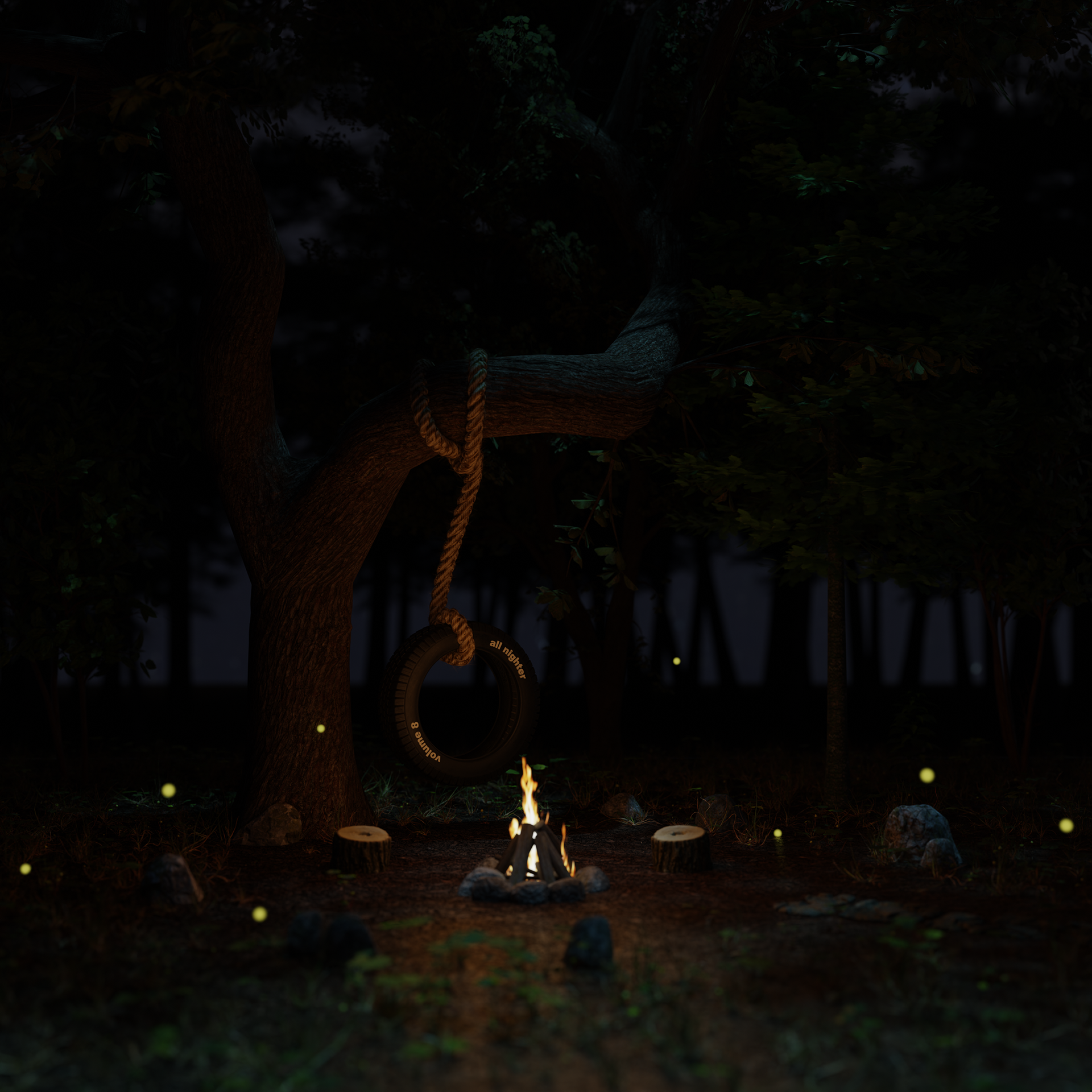 03 - much closer to the final product, tree model solidified, more detailed rope