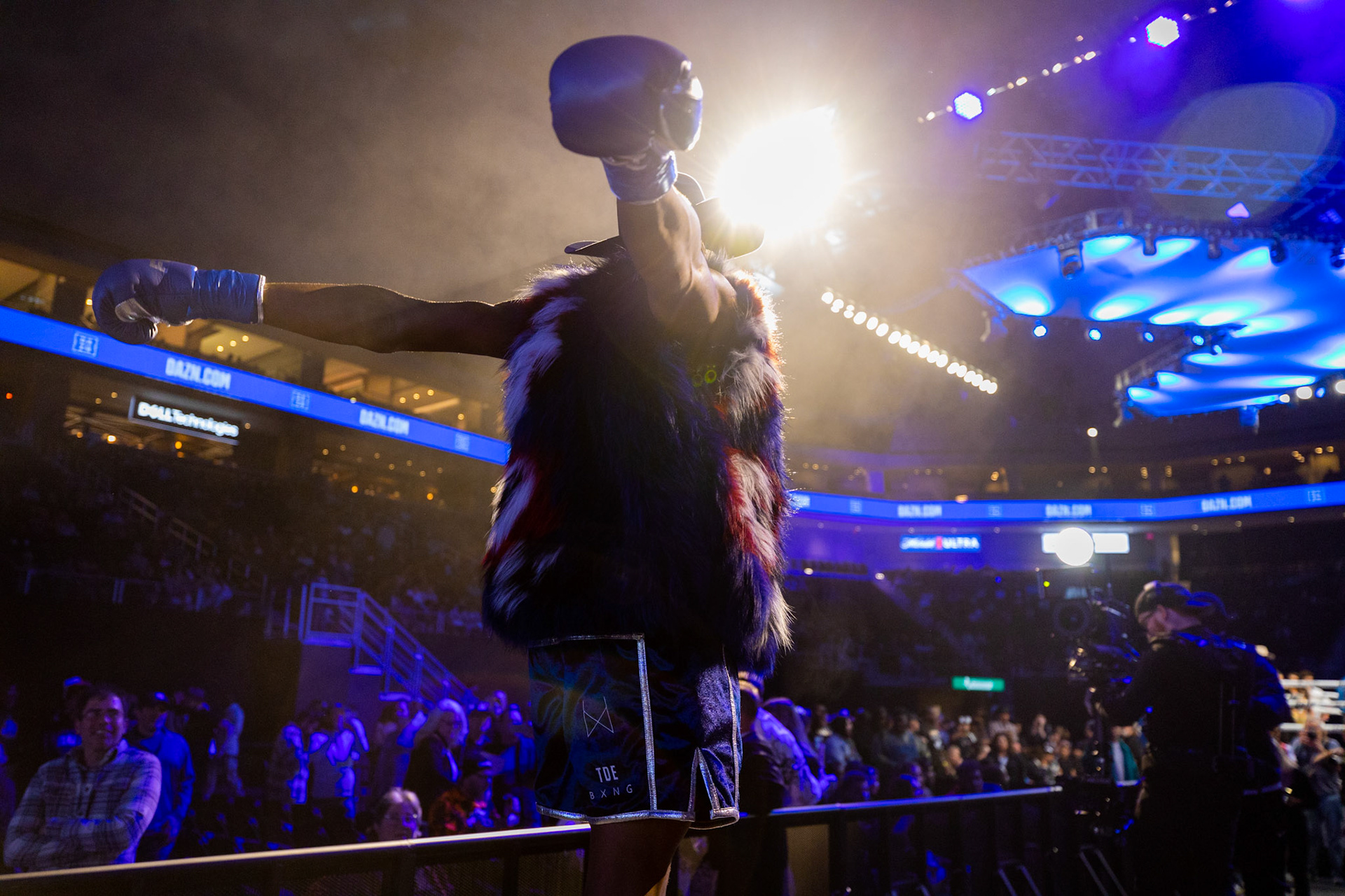 King Kenny, social media influencer and amateur boxer, approaches the ring in preparation to defend his title on November 19th, 2023. His win a few months prior placed him at the top of his division's weight class.