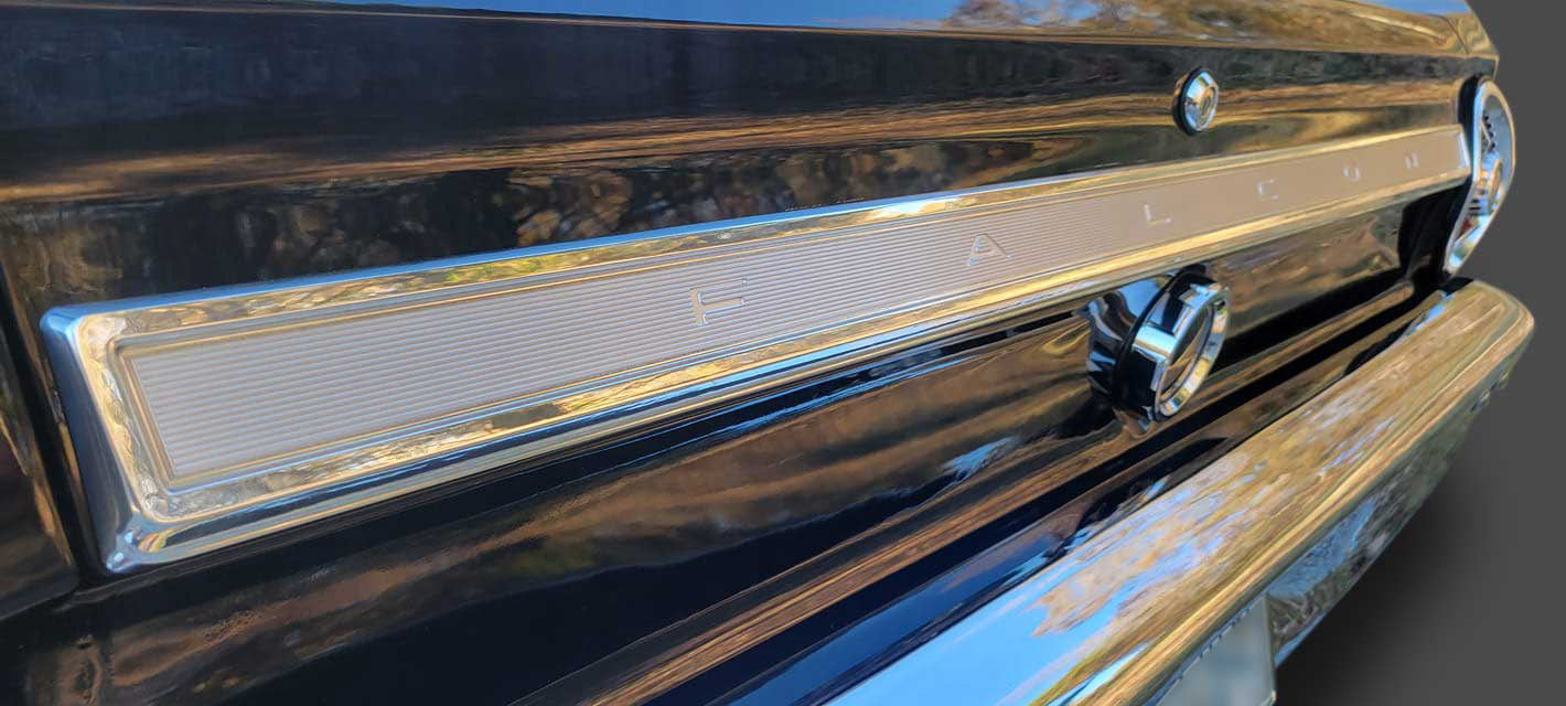 1965 ford falcon rear emblem panel trim