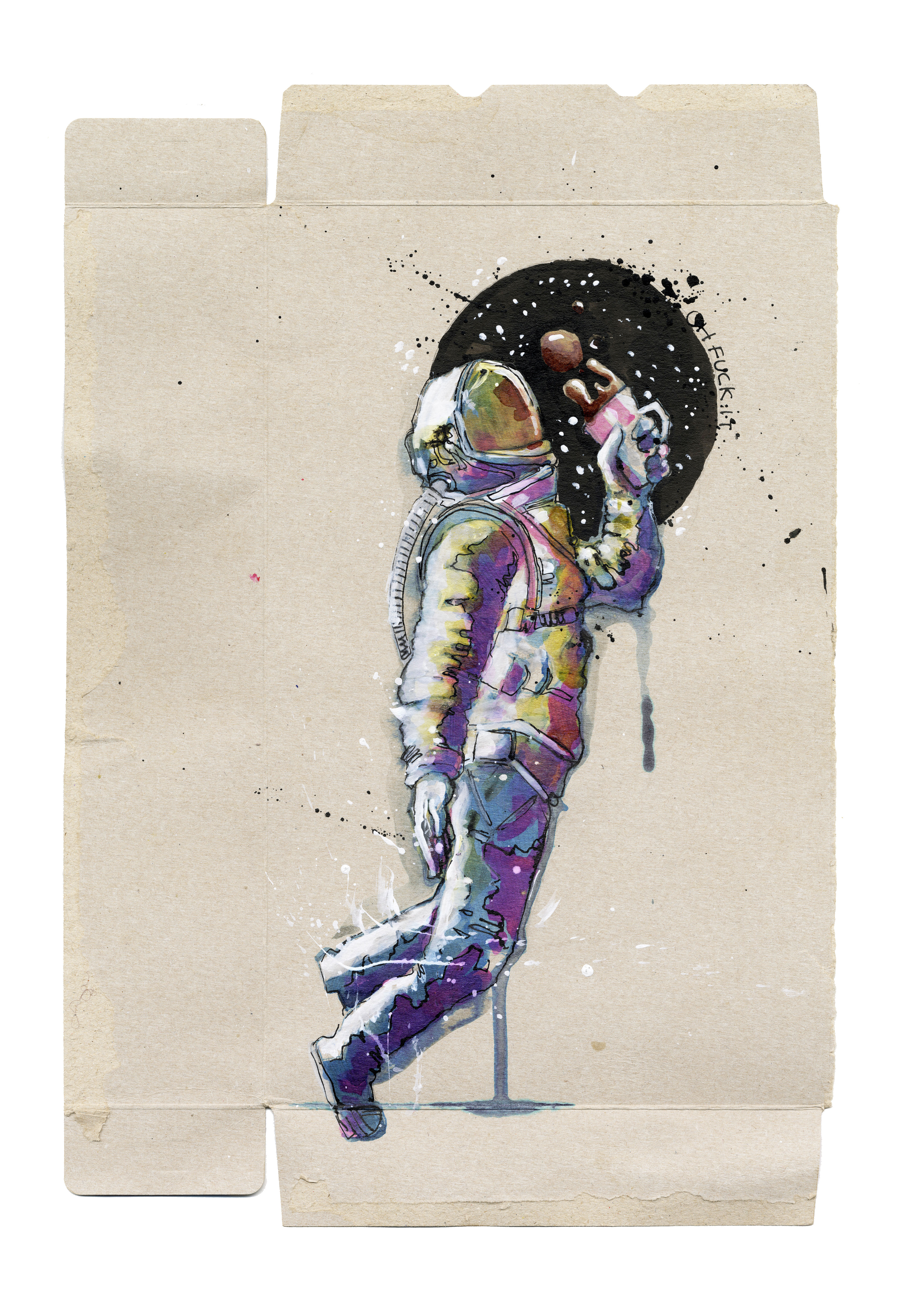 Illustration of astronaught in ink