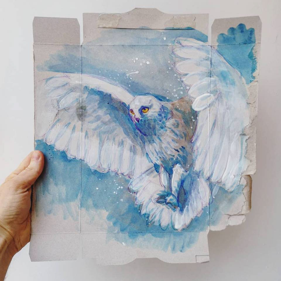 Drawing of Hedwig the owl from Harry Potter