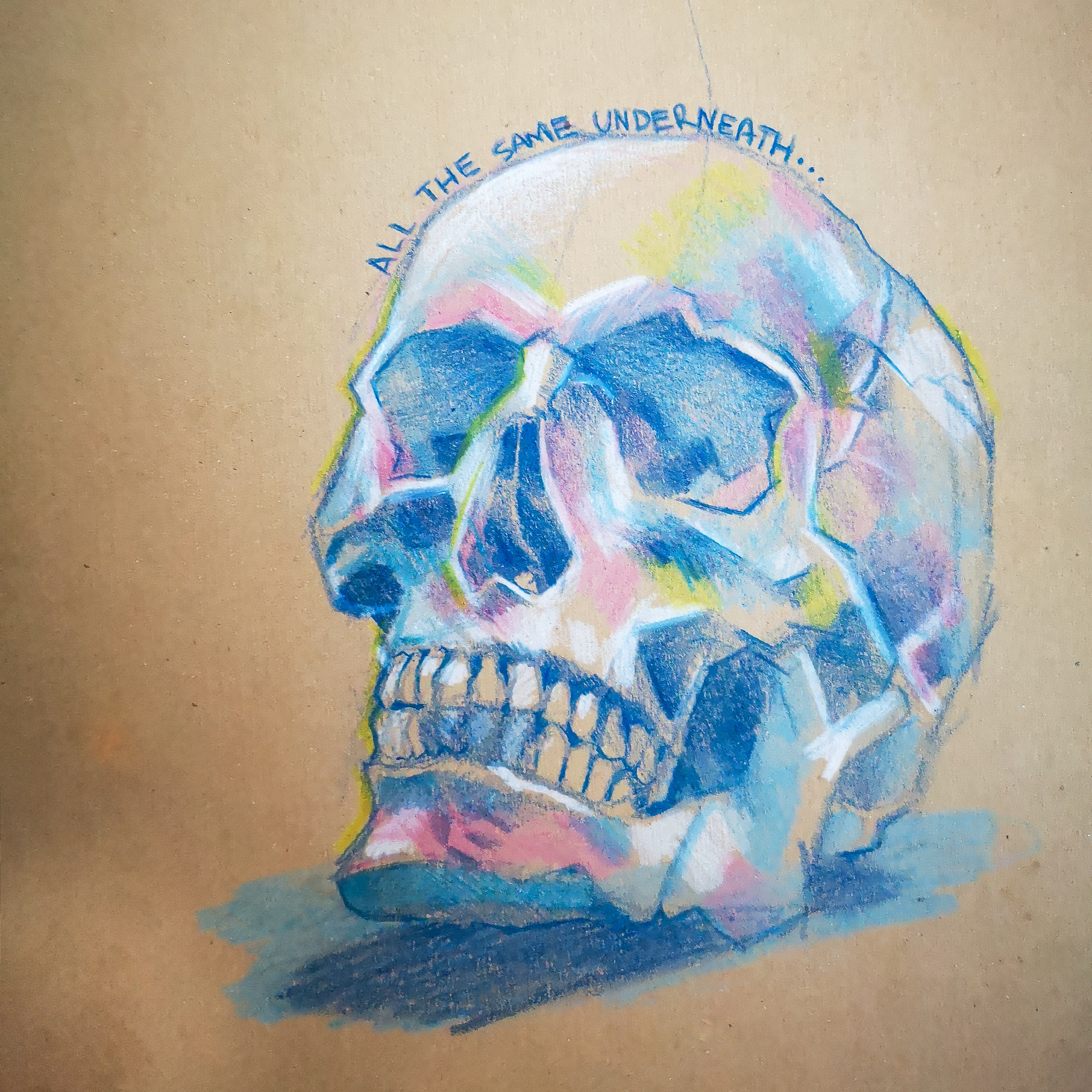 Skull picture on upcycled card