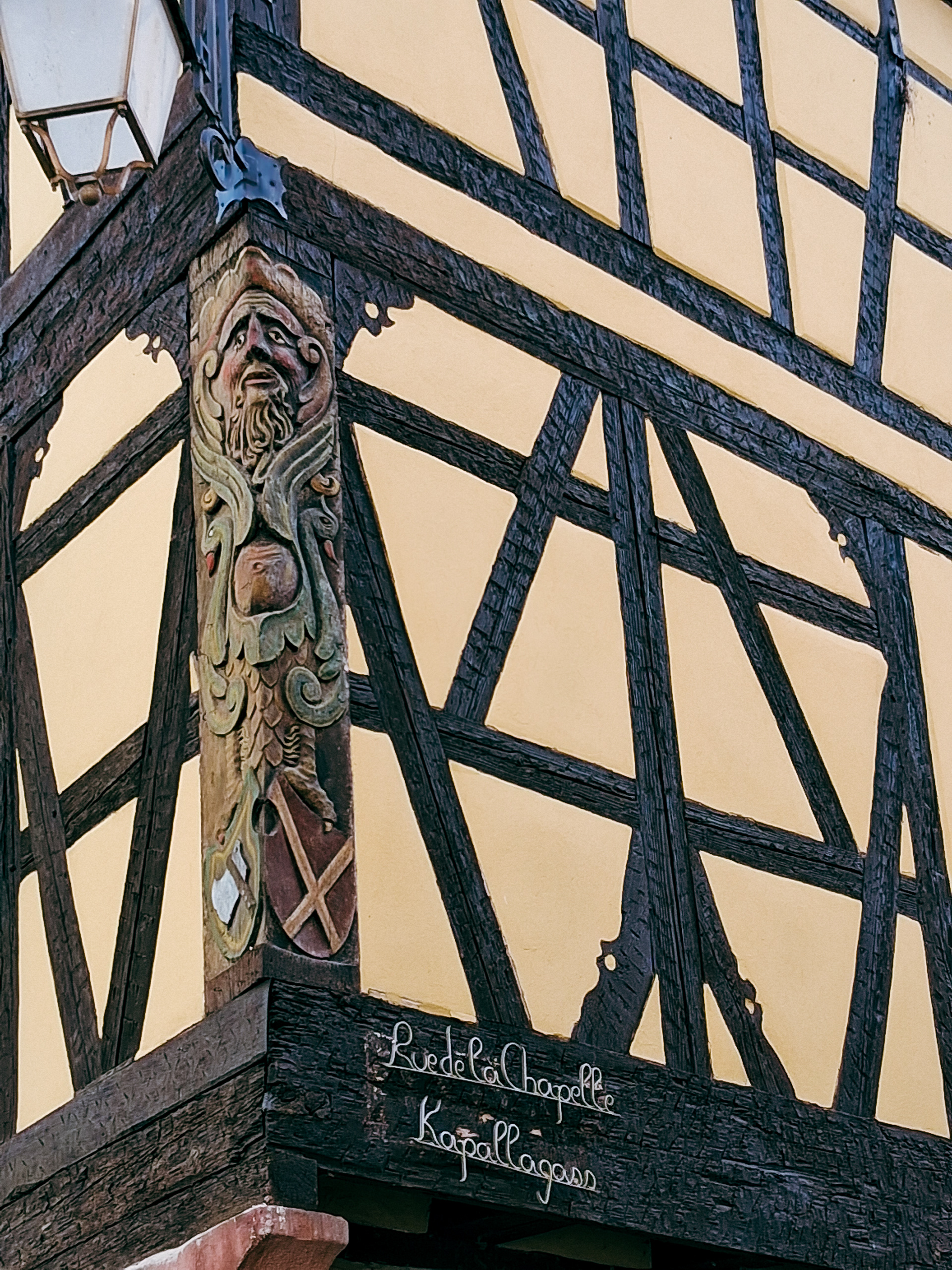 Détail d'une maison à colombages à Soultzbach-Les-Bains