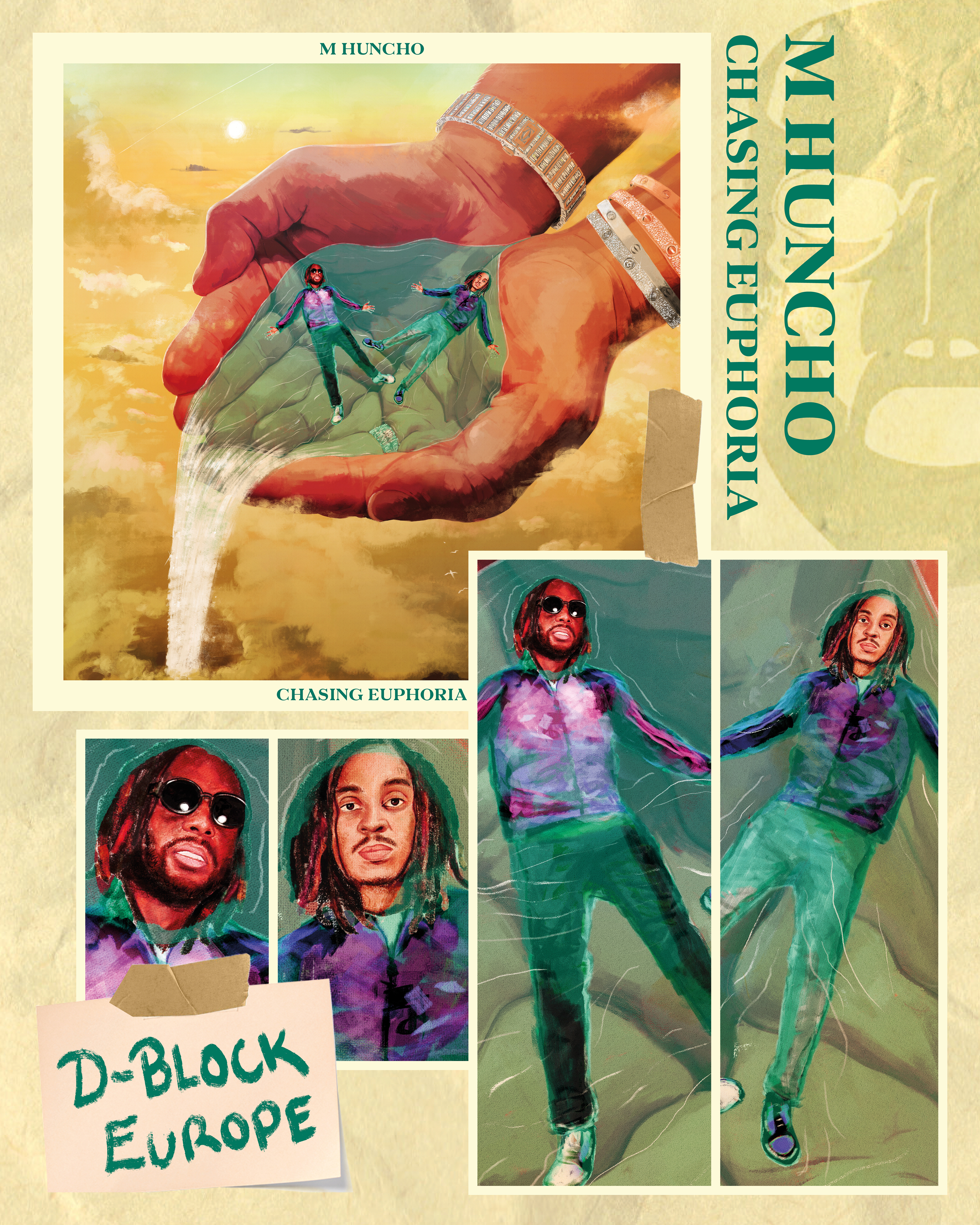 Illustrations produced for Island Records - ‘Chasing Euphoria’ - M Huncho