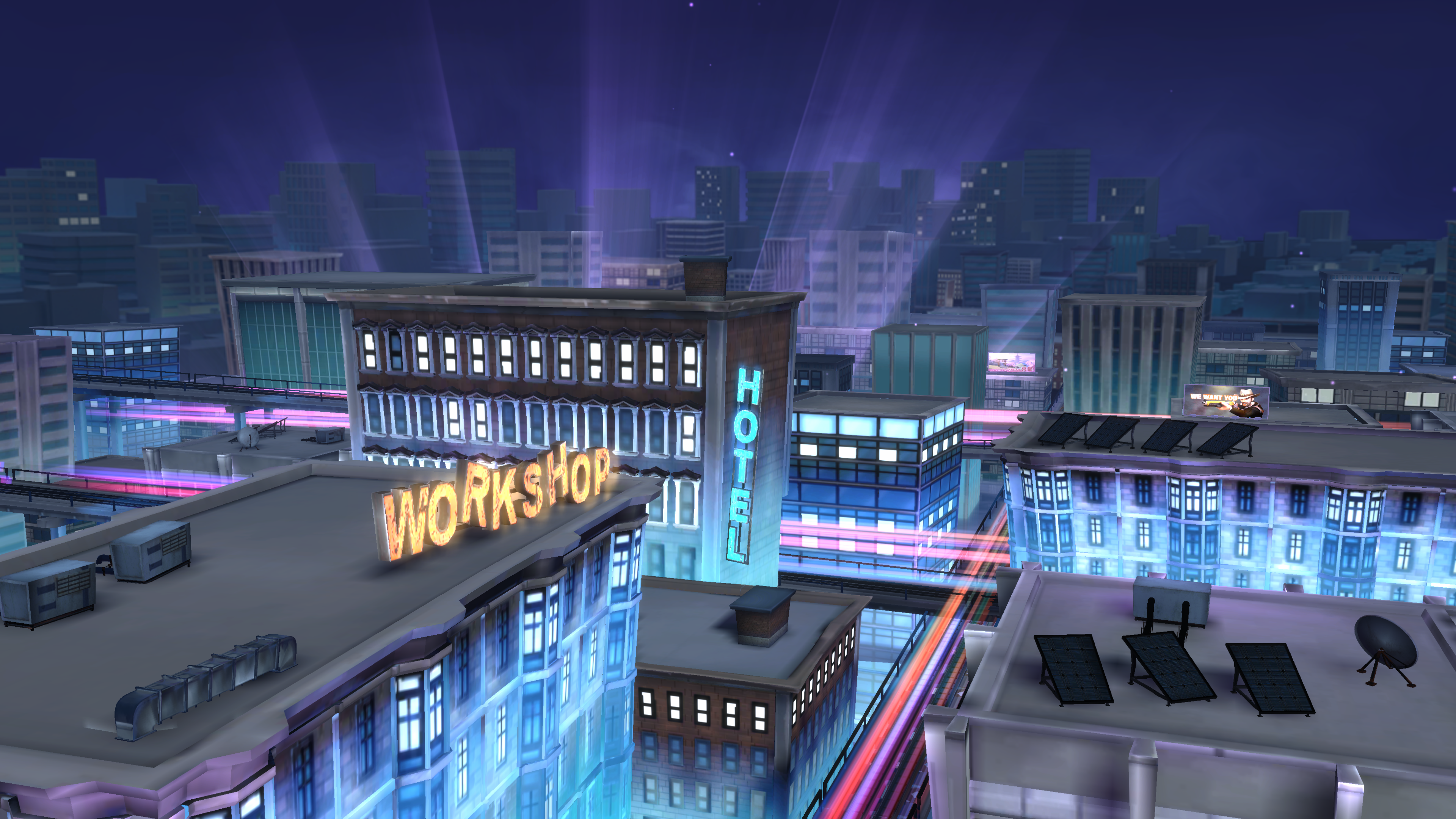 地圖主題：美國, 負責： 場景,編排 障礙物設計 模型優化 (原始模型為素材包及同事製作) 遠景2D圖繪製 Unity Lighting 設定與 Bake