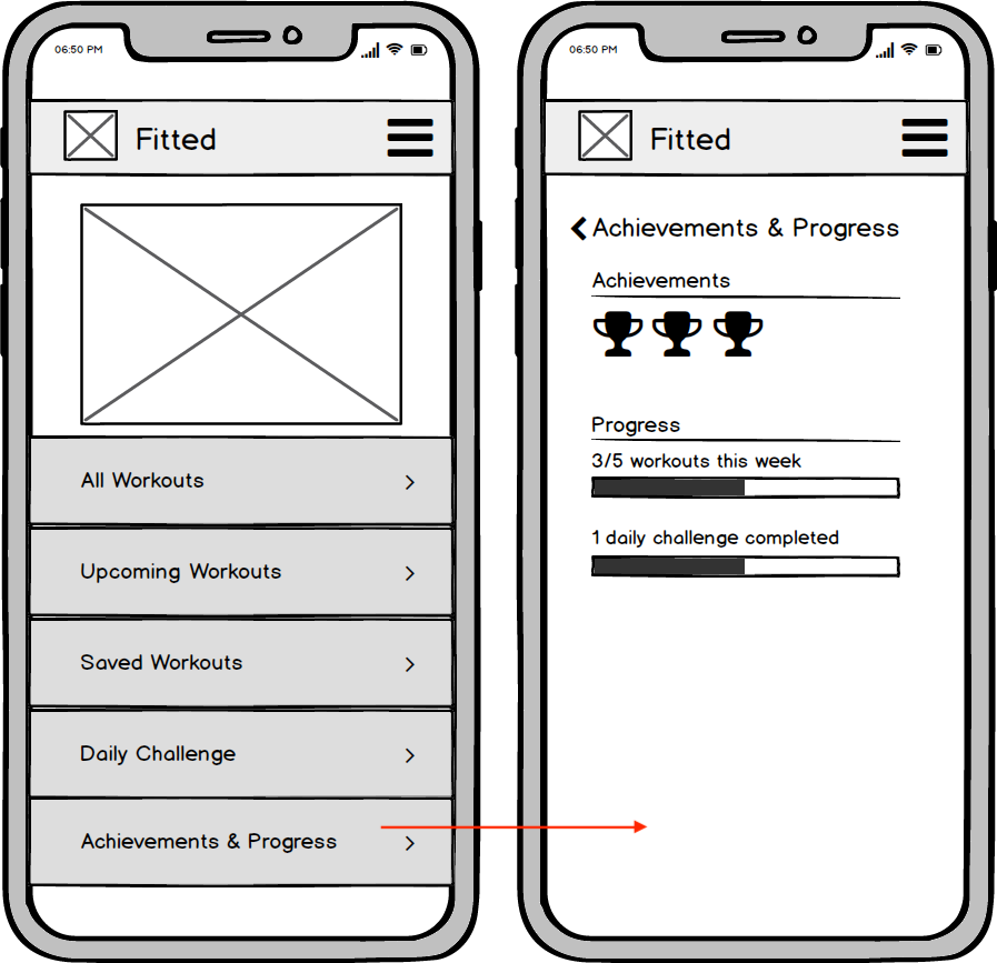 Low Fidelity Wireframe | View Achievements & Progress
