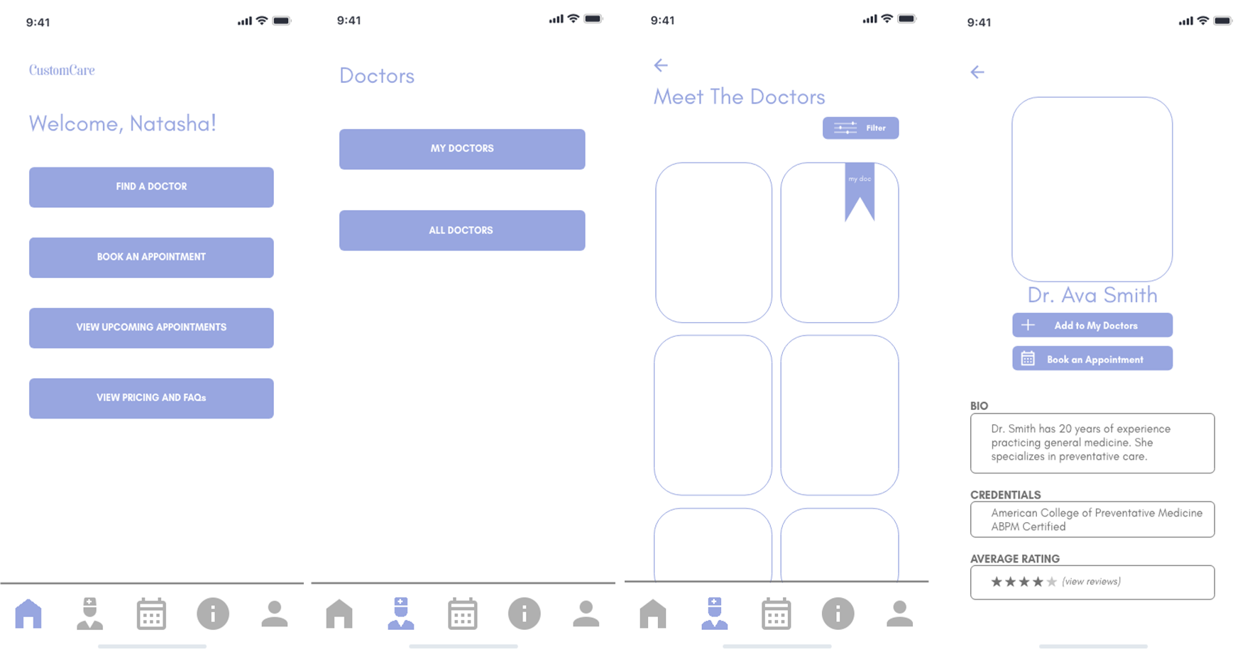Find a Doctor | User Flow | High Fidelity *missing photos