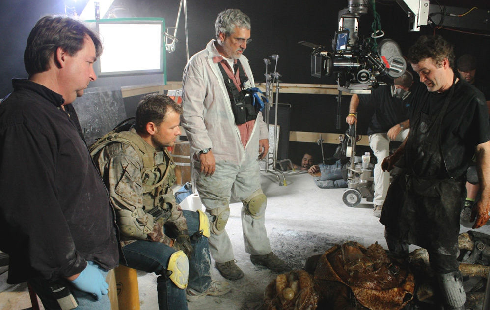 Makeup department dresses alien for next take