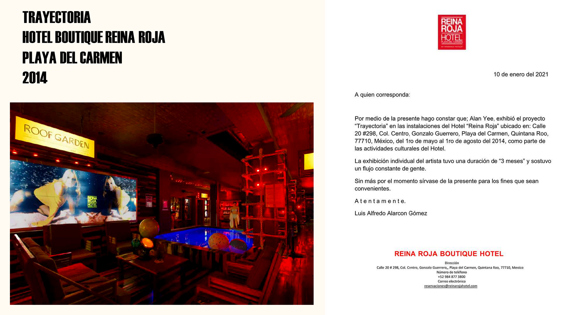 EXHIBICIÓN INDIVIDUAL, HOTEL REINA ROJA, PLAYA DEL CARMEN.