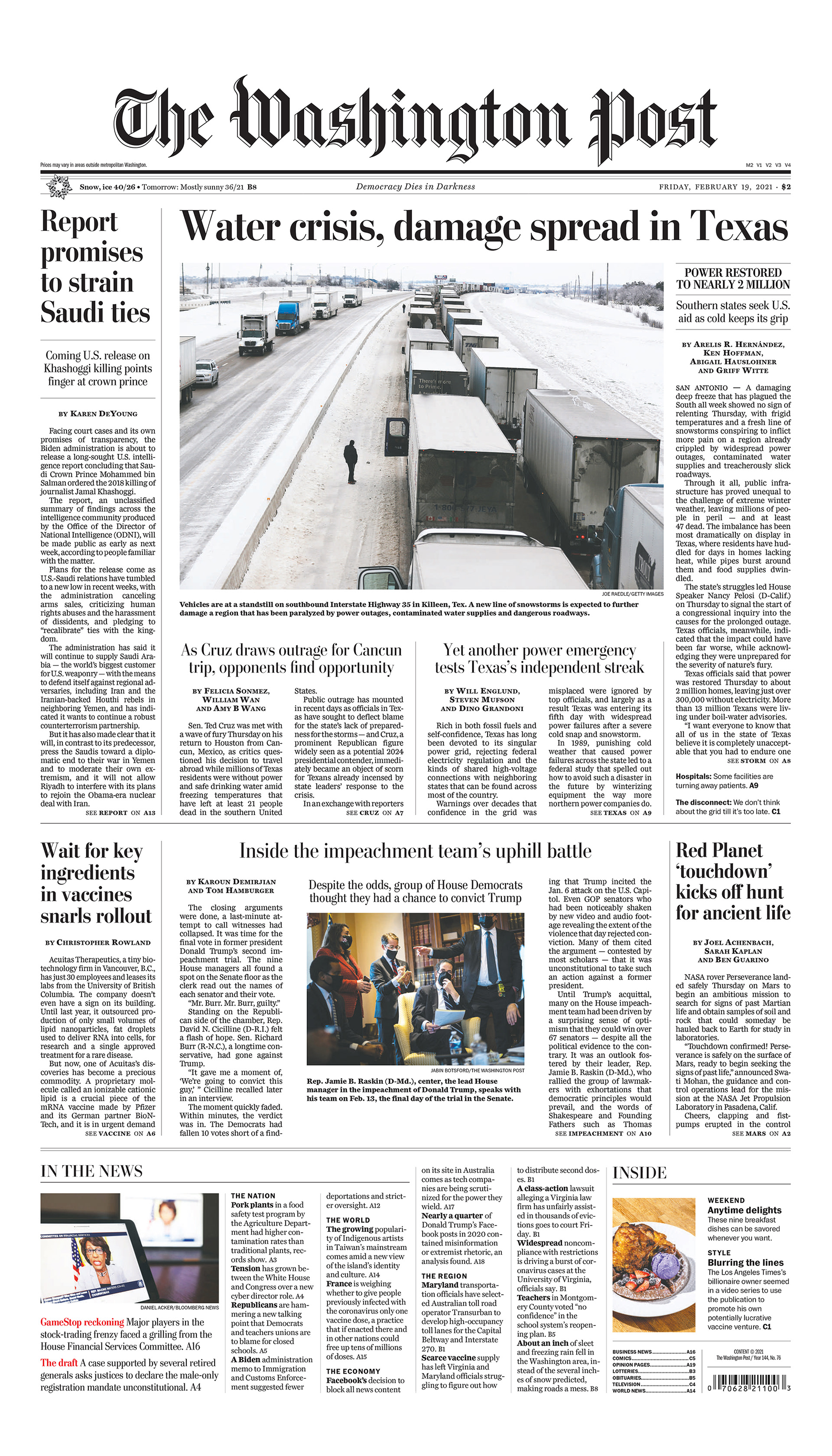 Front page Feb. 19, 2021