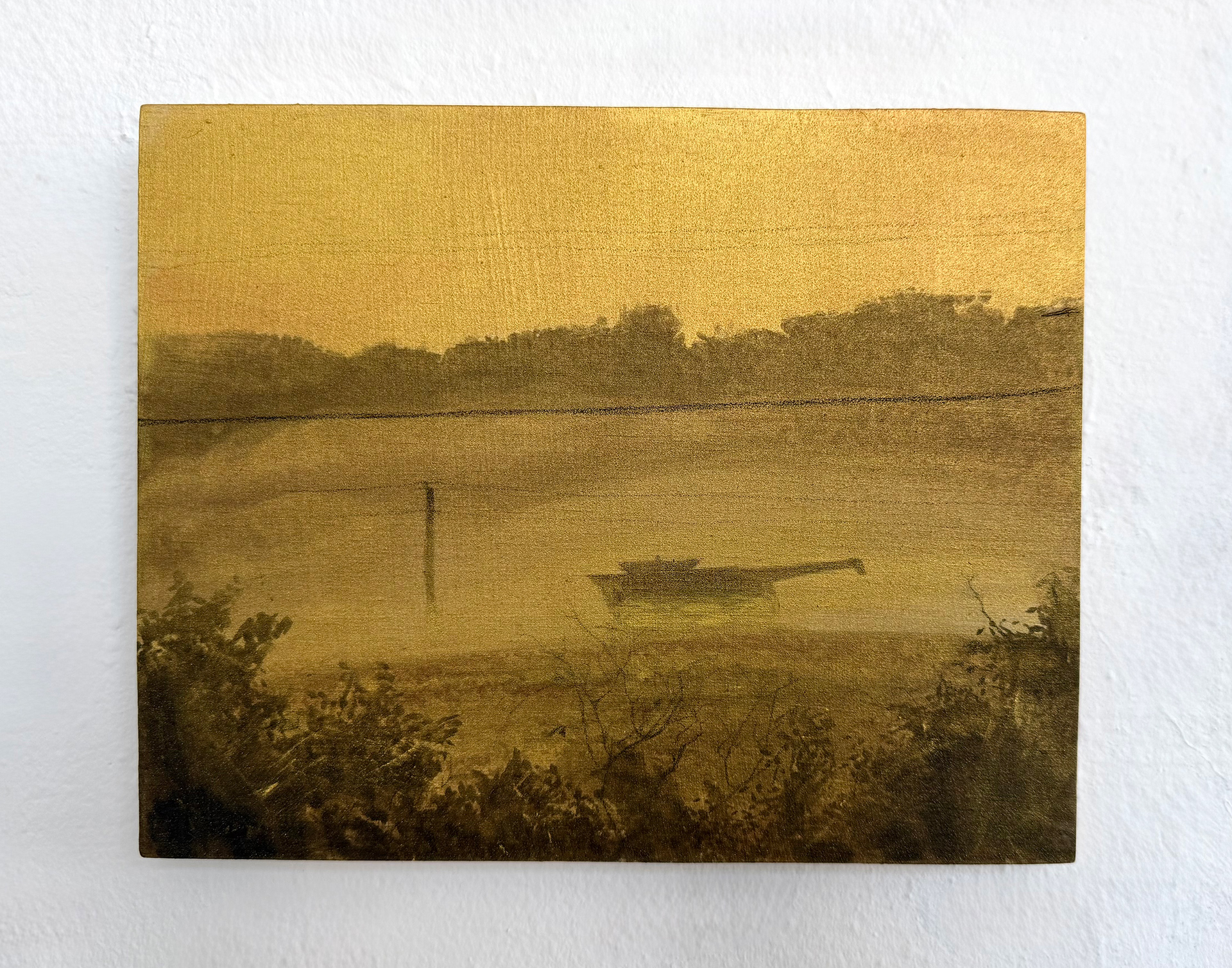 "Harvest Dust", 2025, acrylic ink and colored pencil on panel, 8" x 10"