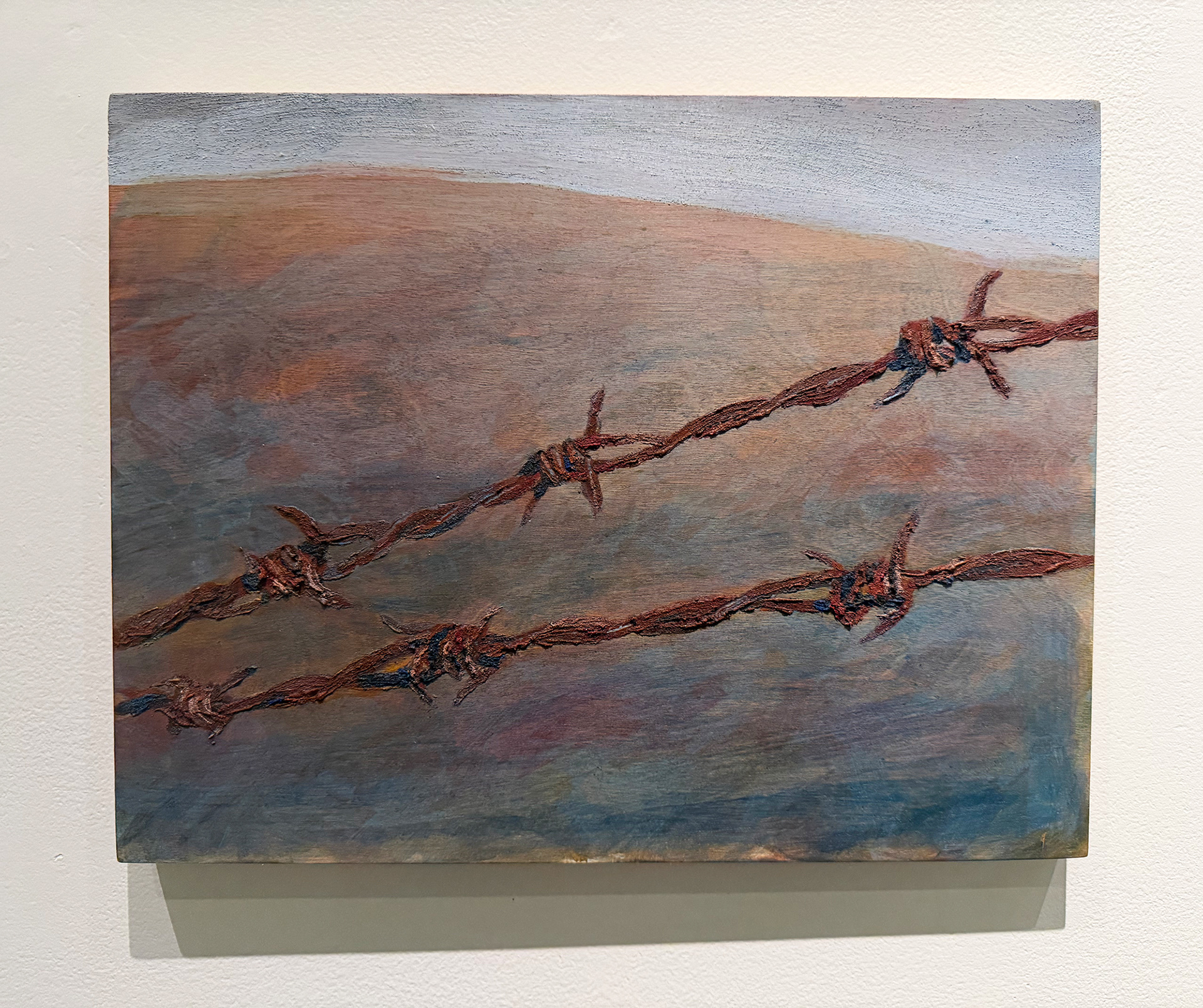 "Fenceline in Winter", 2025, acrylic on panel, 11" x 14"