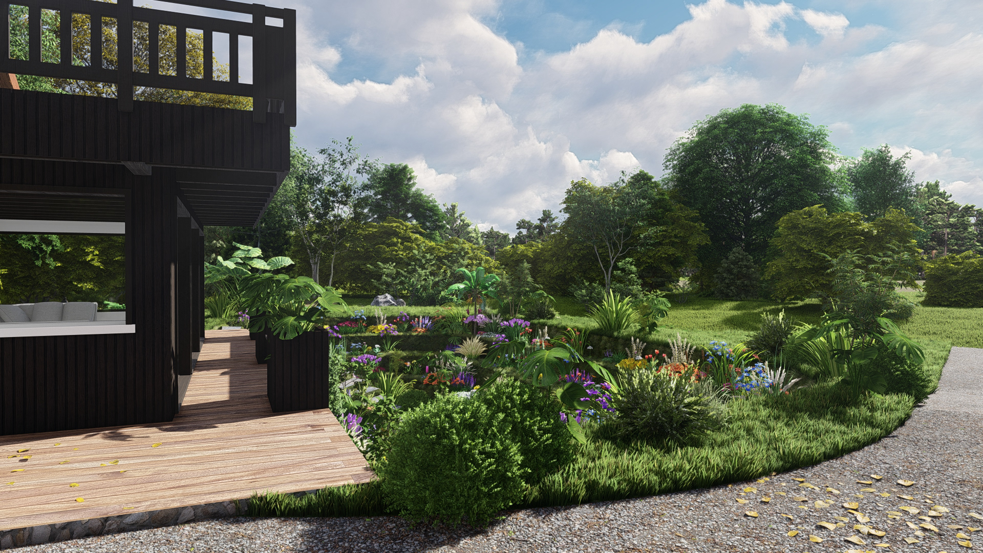 Les 2 jardins se rejoignent grâce à la coursive