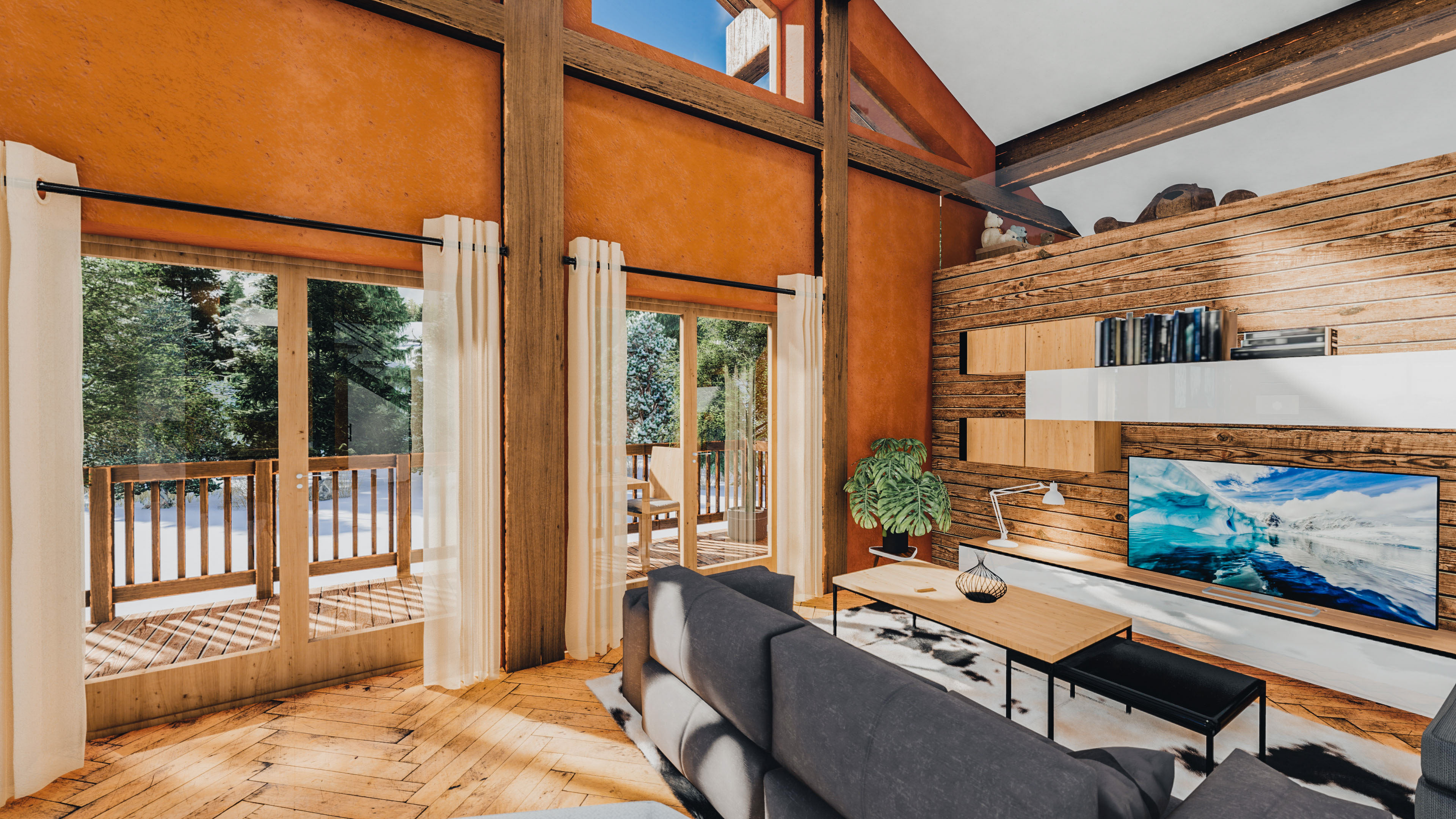 Salon et accès sur balcon