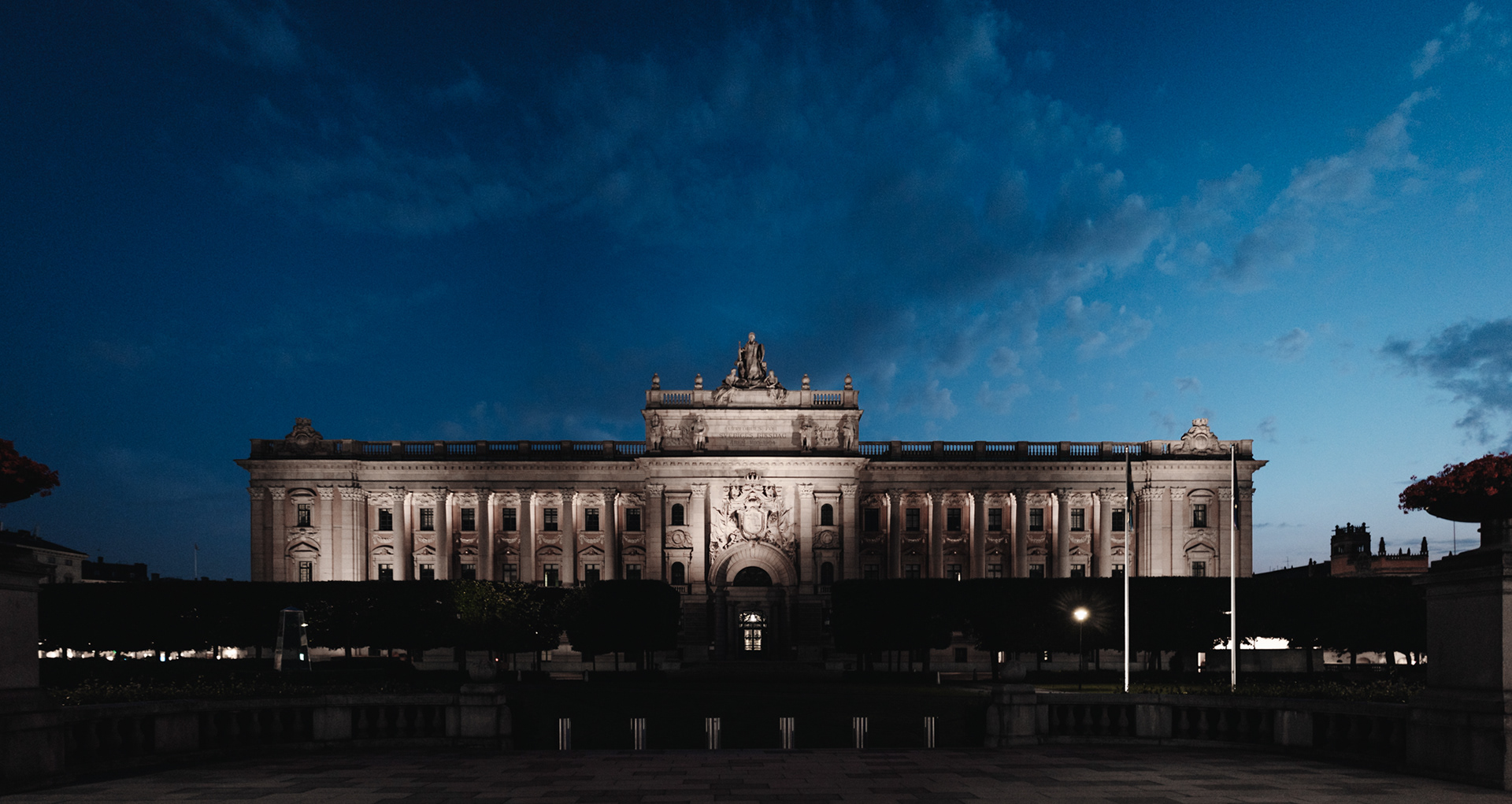 Švédský parlament v noci