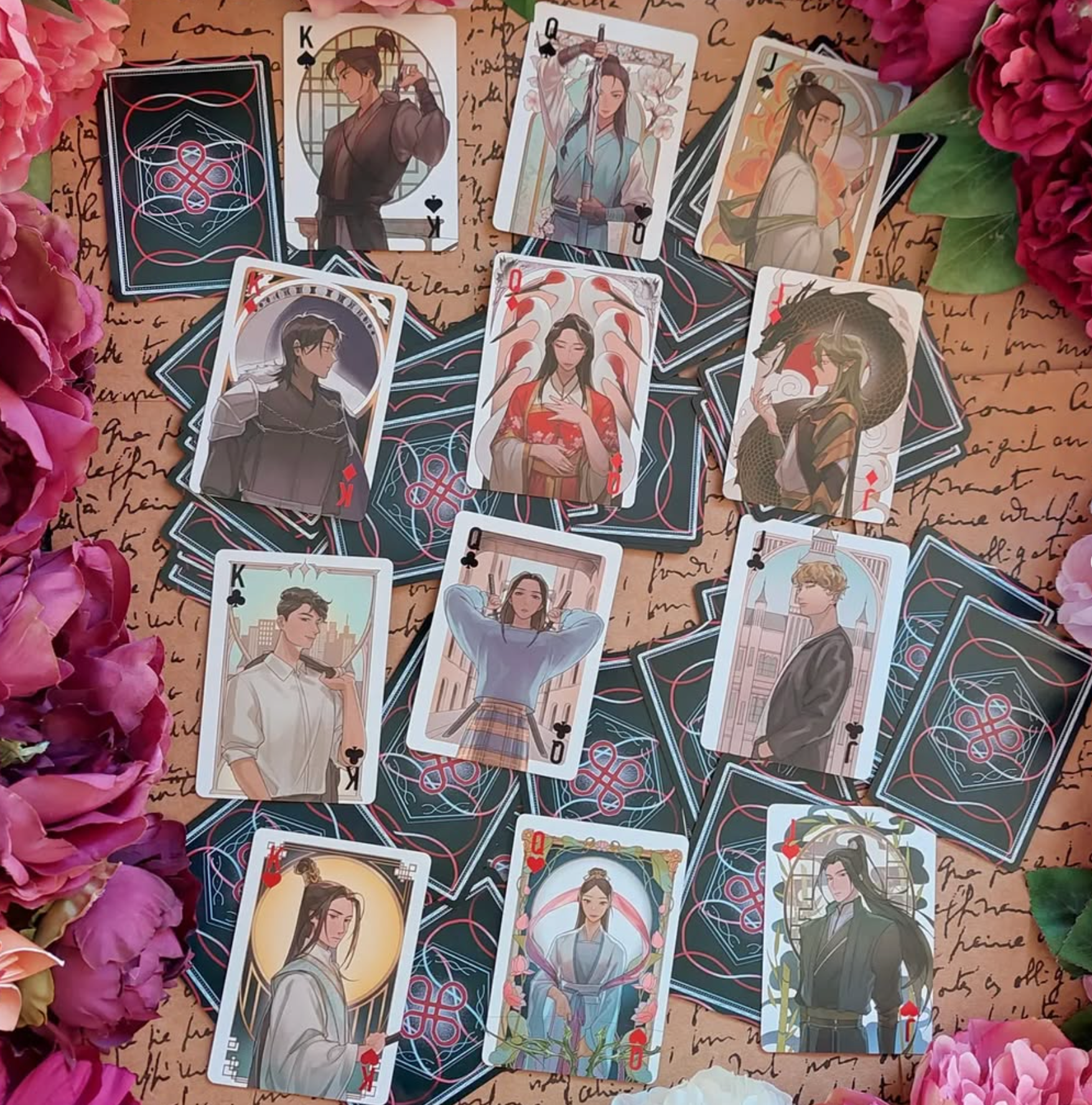 All Illustrated Card Suits (photo courtesy of @jentebookishbakernz)