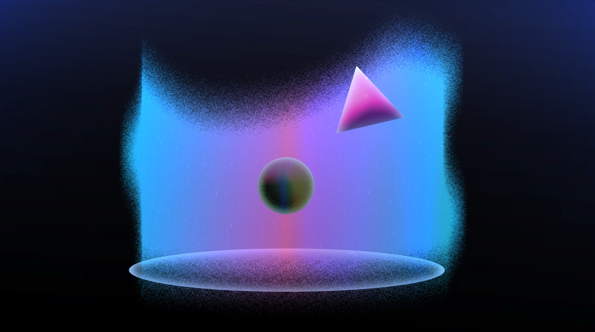 Scene 04. Triangle appears and the both of them starts to float upwards.