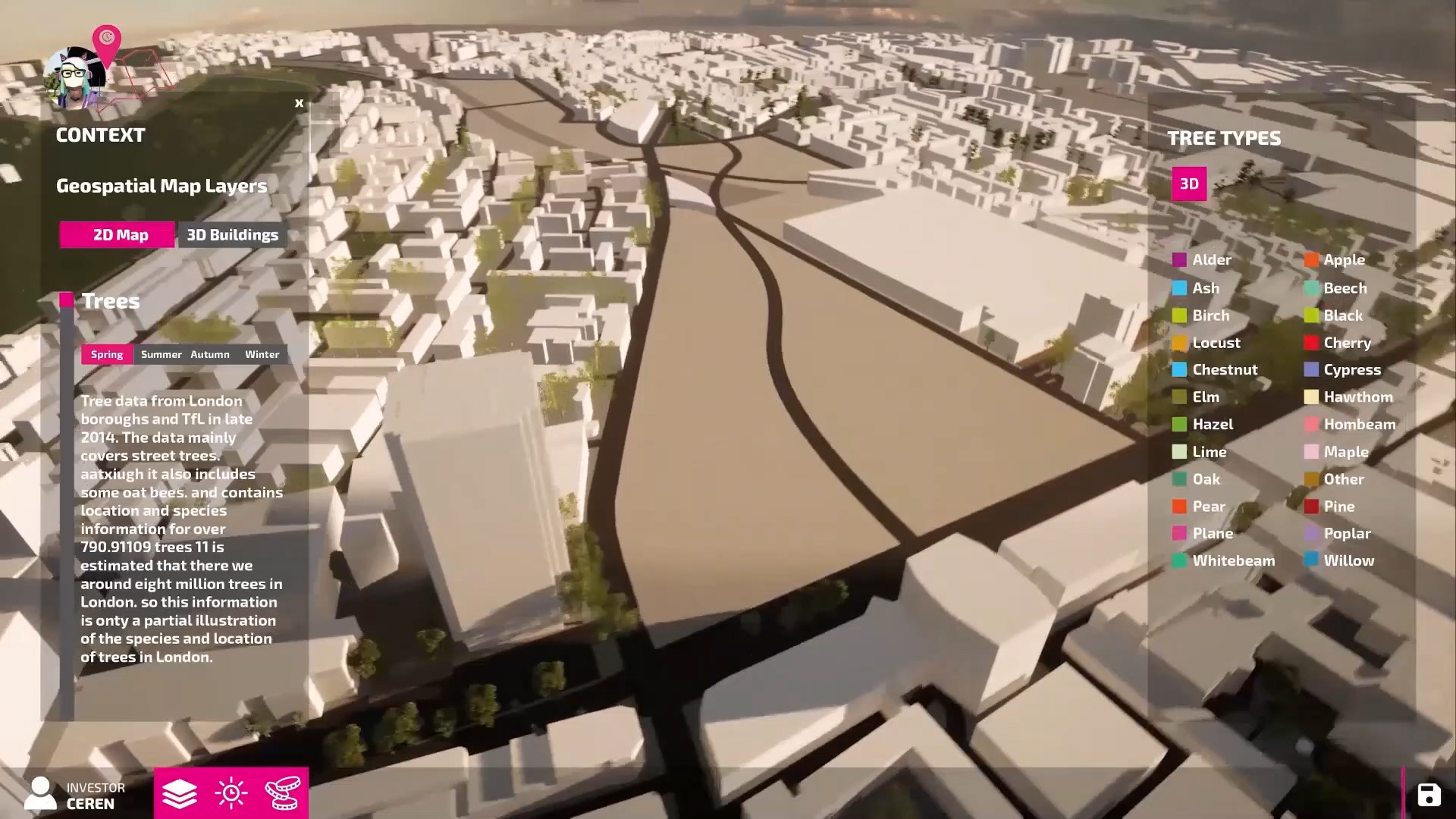 Geospatial information on site selected