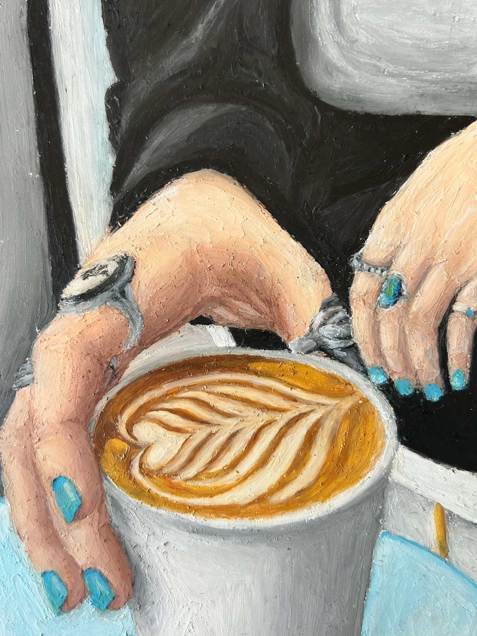 vicky visit. 5” x 7”. Oil pastel on pastel board. 2025.