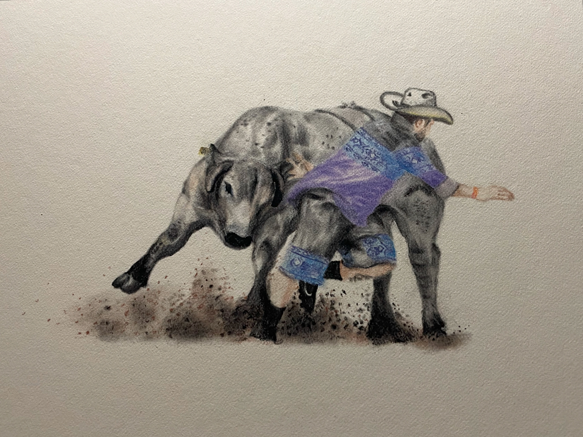 Bullfighter, 2022. 11” x 8” pastel pencils on paper