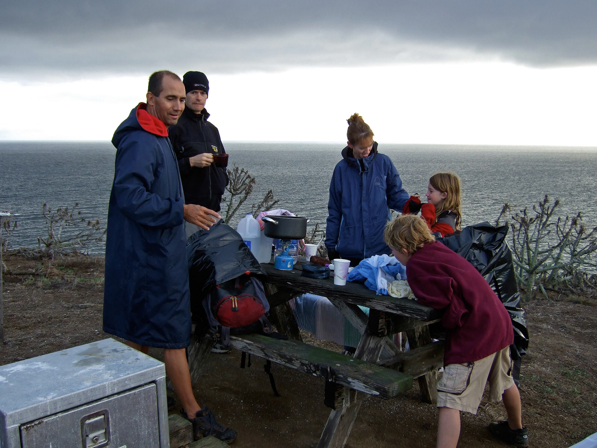 Joe, Josh, Jen, Kate, "little" Josh in the "adult" campsite (a.k.a. the best campsite right near the cliff)