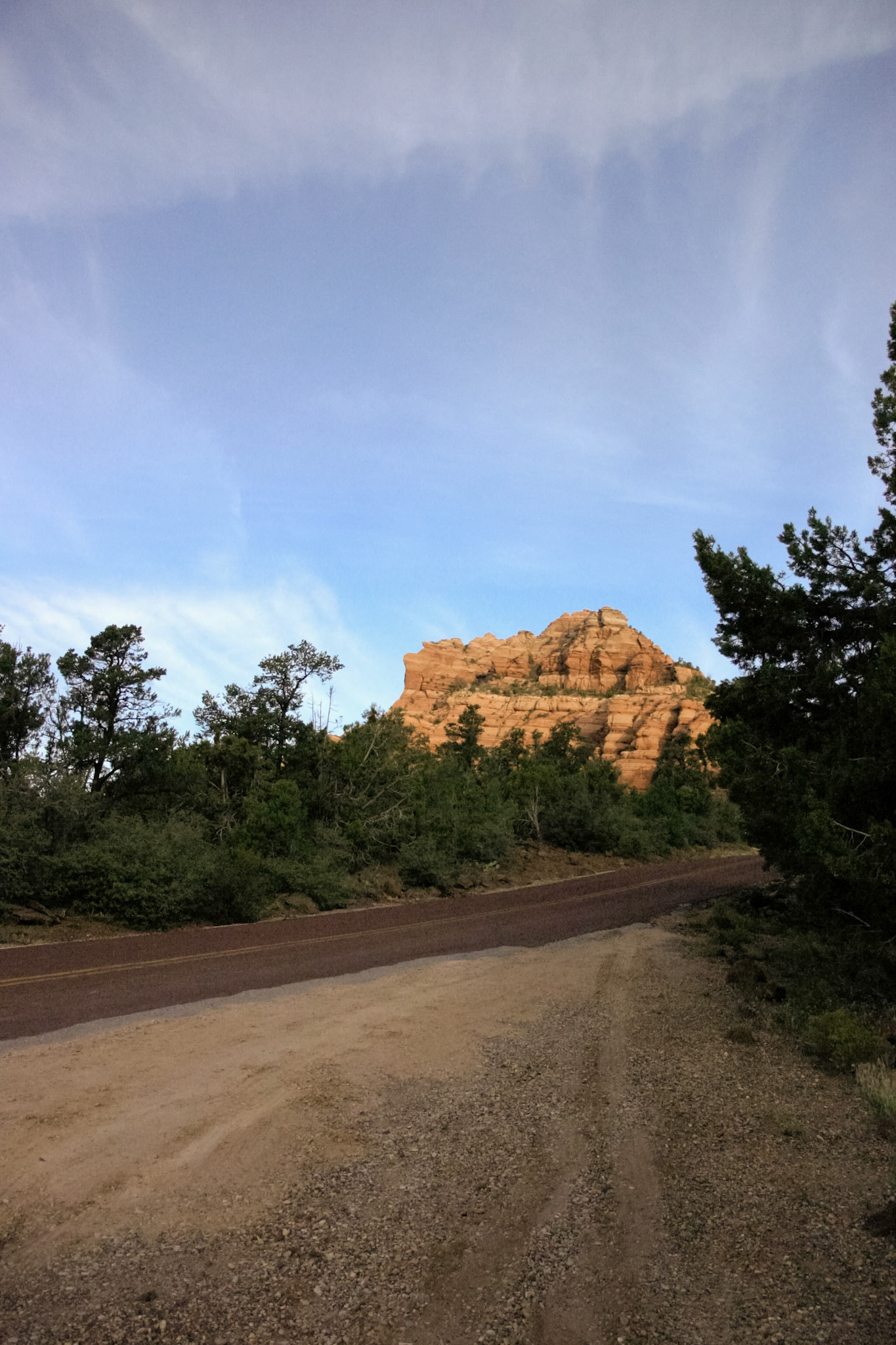 Early morning westerly sky as we started hitchhiking for a ride to the top of the Subway trail
