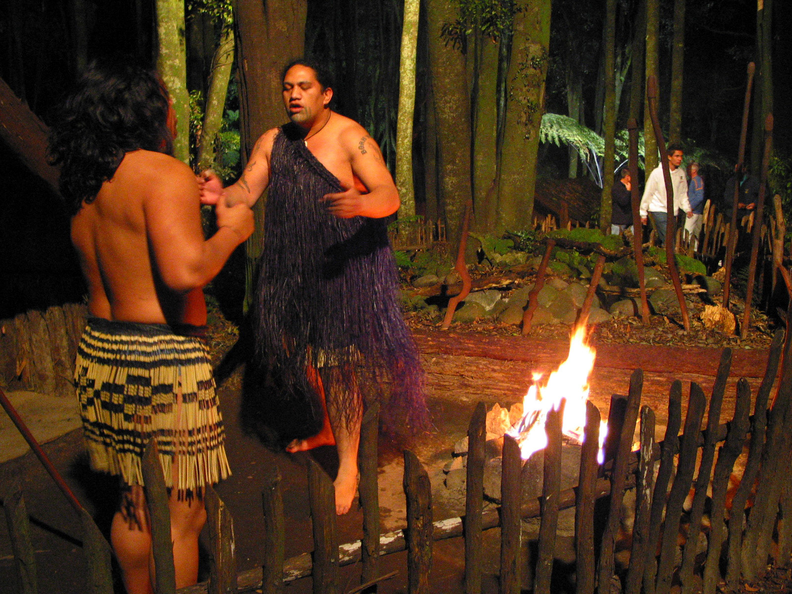 Mauri men playing something that resembled rock, paper, scissors