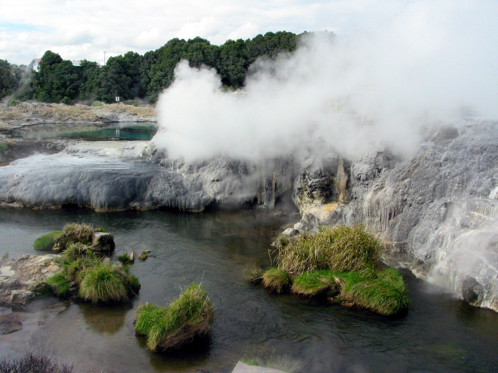 Steam before the geyser goes off
