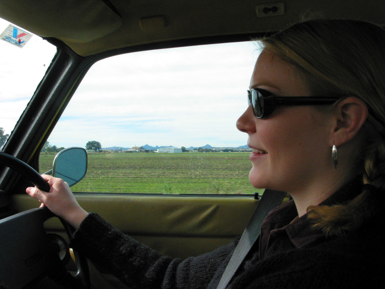 Hayley driving me home after meeting me in Warwick