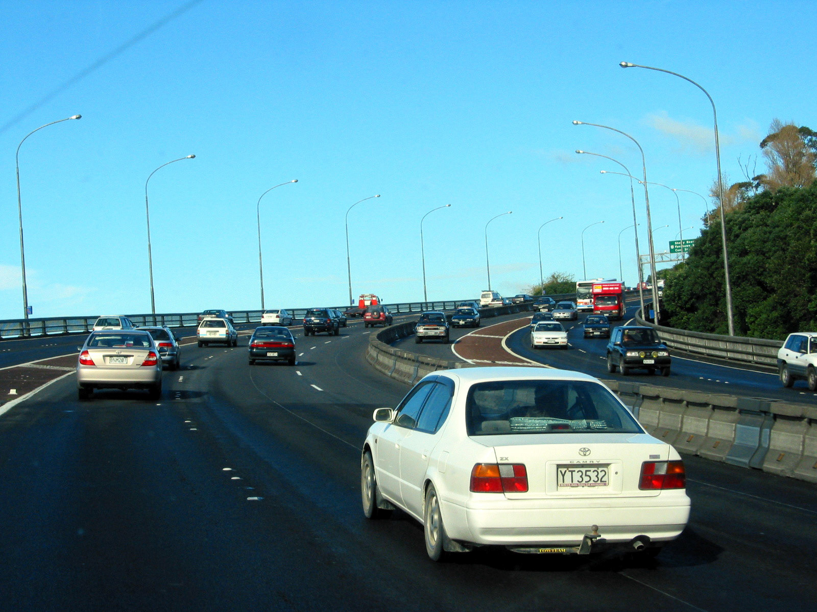 Driving on the freeway in Auckland