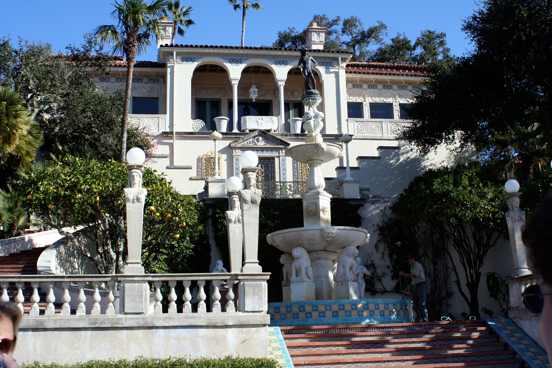 Arriving in the courtyard