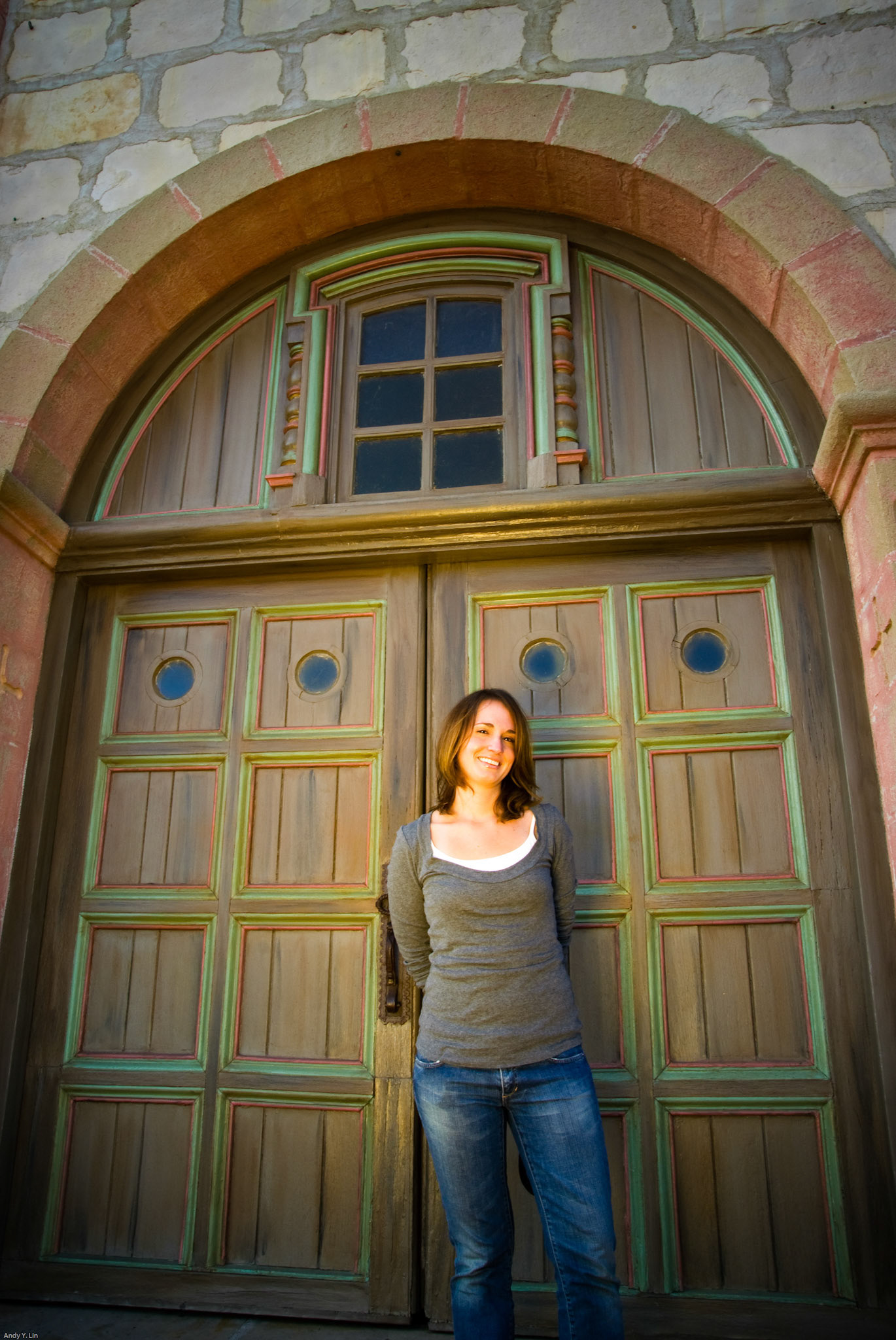 In front of the Mission doors. Photo courtesy of Andy Lin.
